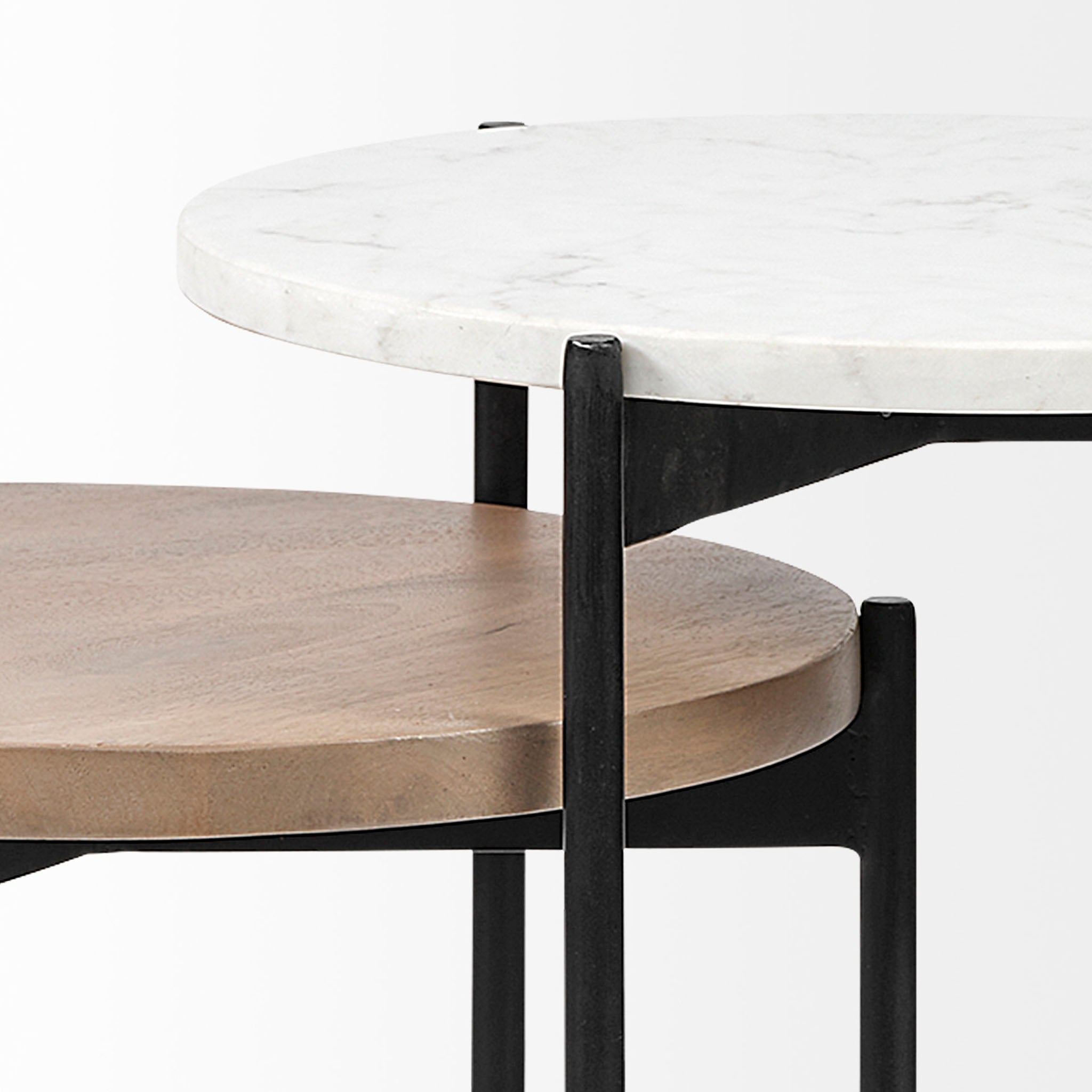 Crudités and Cocktails Nesting Side Tables in Light Wood - Addison West 