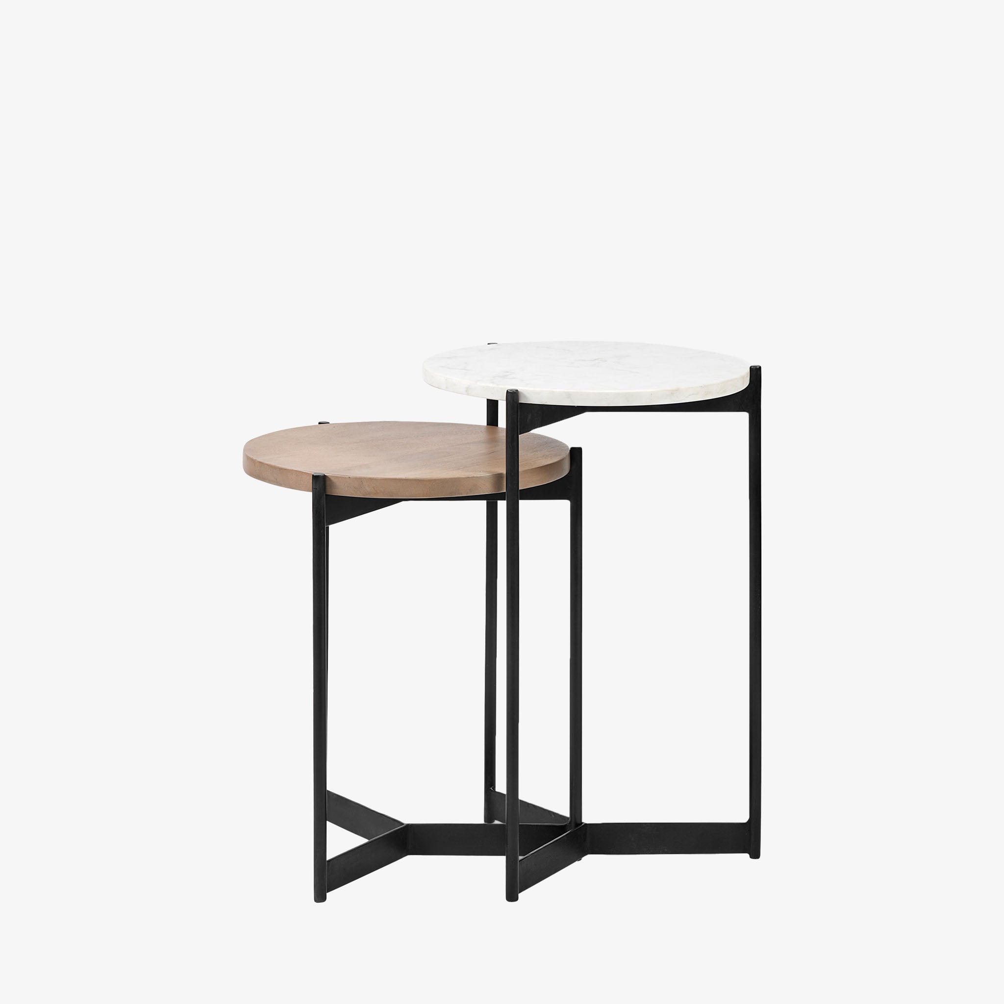 Crudités and Cocktails Nesting Side Tables in Light Wood - Addison West 