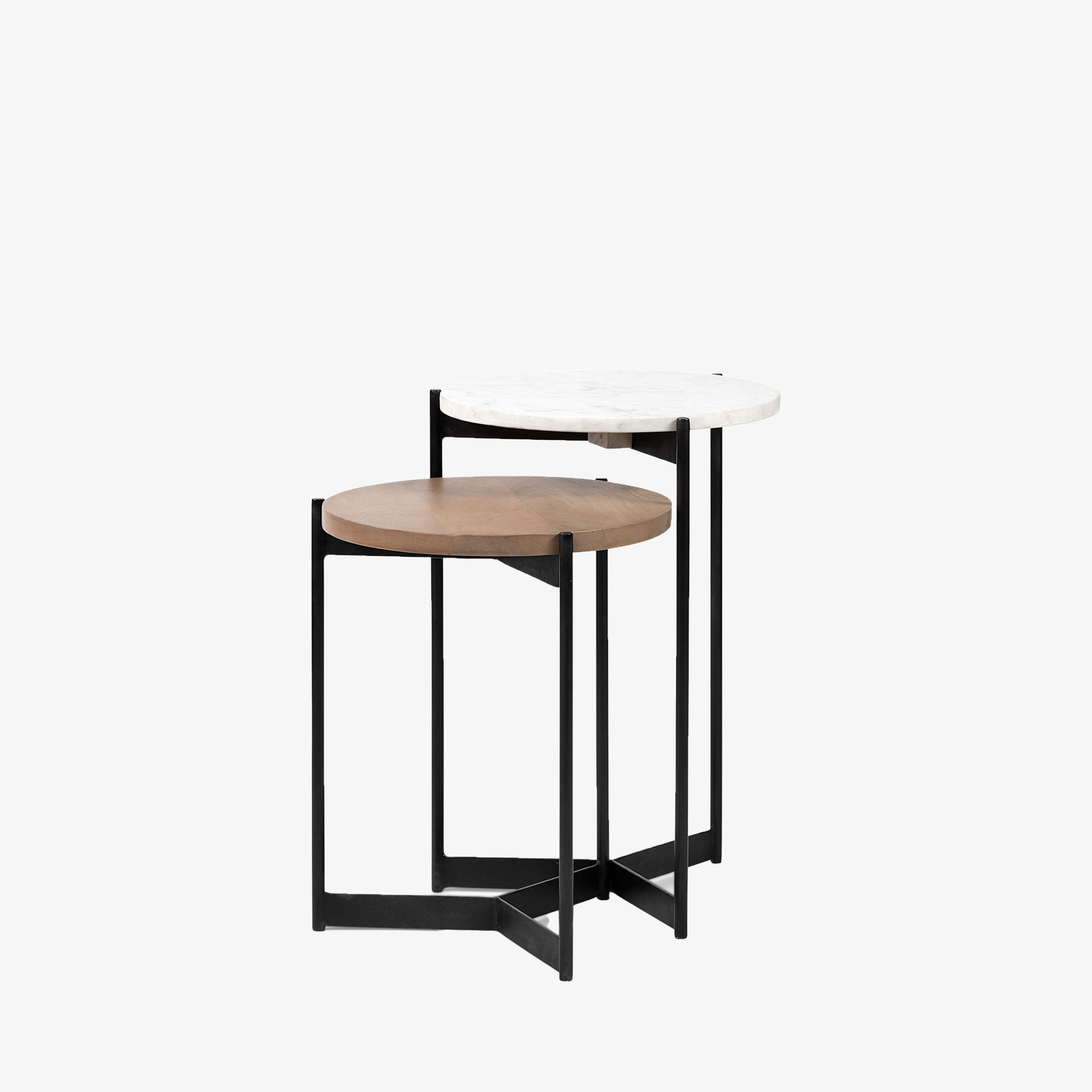 Crudités and Cocktails Nesting Side Tables in Light Wood - Addison West 