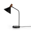 Four Hands Cullen Task Lamp in Black Leather on a white background