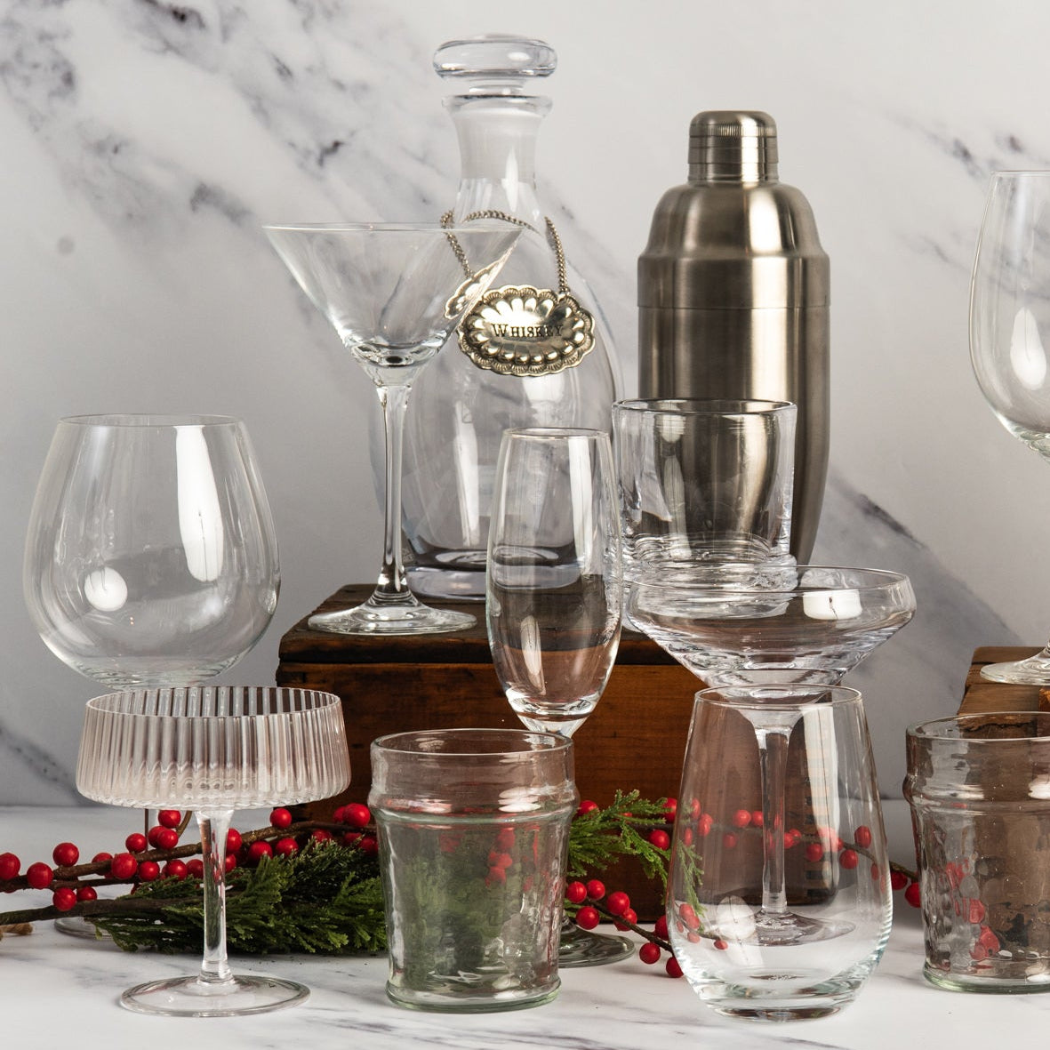 Whiskey Pewter Western Decanter Tag on a bottle at Addison West