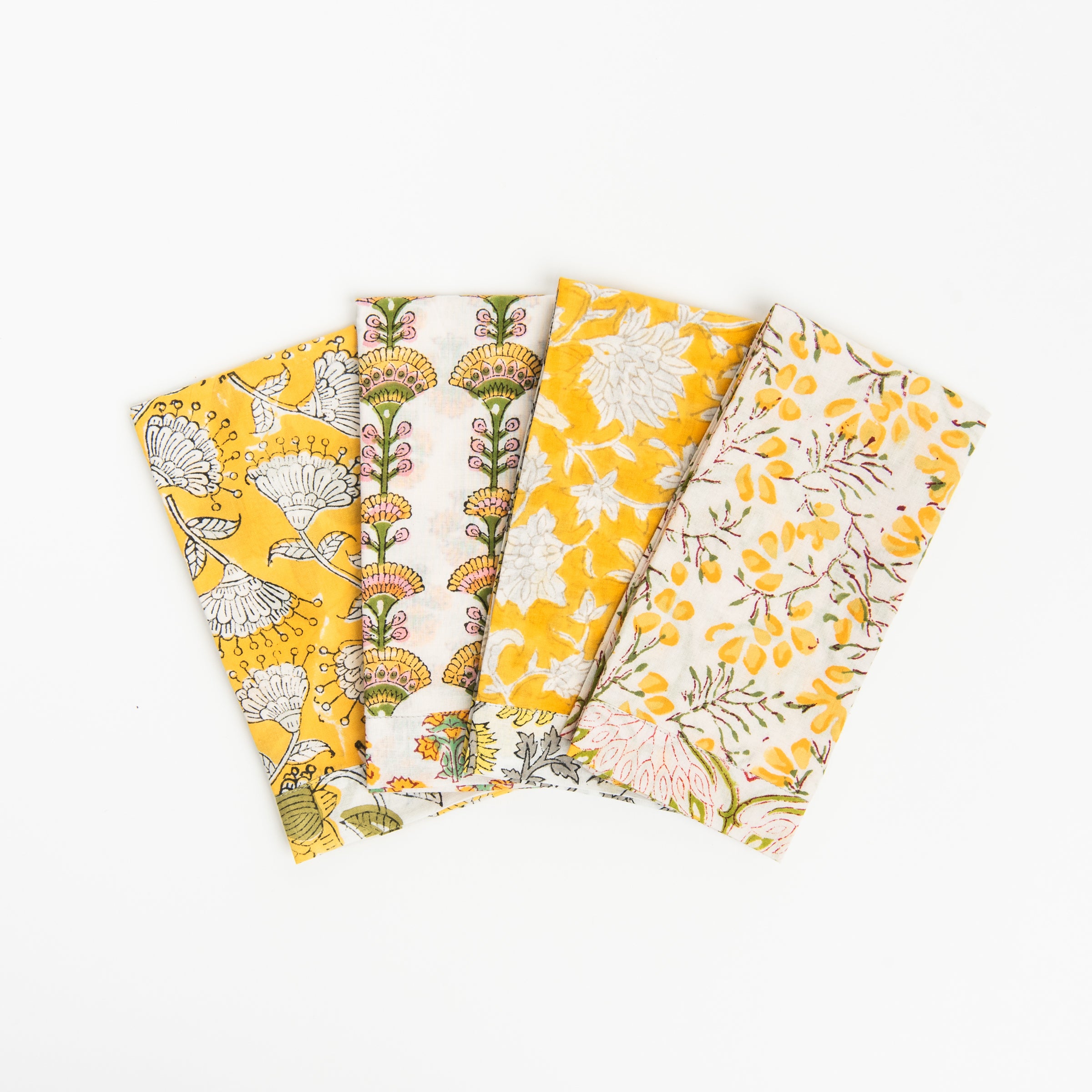Vermont Handmade Napkins in Buttercup on a white background at Addison West