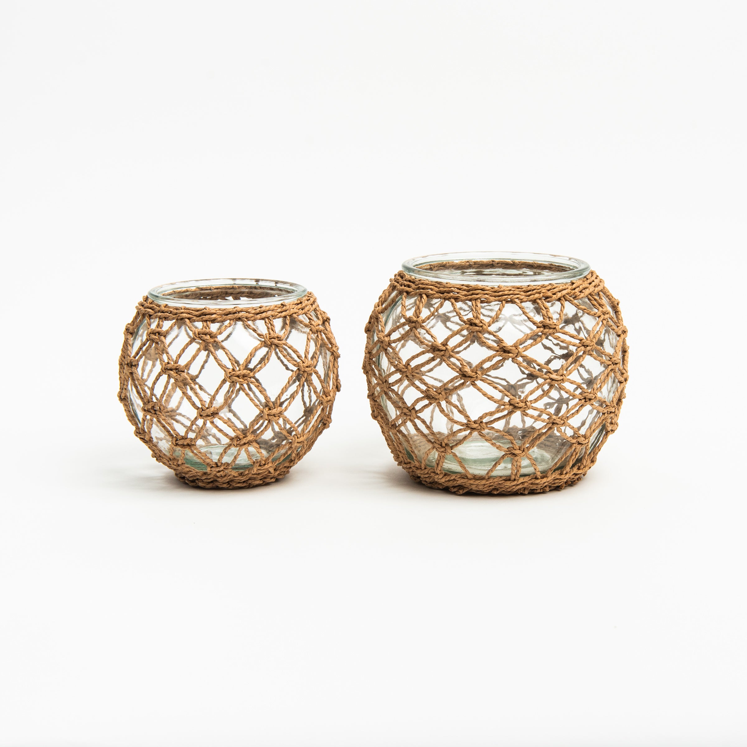 Lattice Wrapped Votive - Small and large on a white background at Addison West
