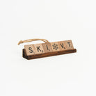SKI VT Scrabble Ornament on a white background at Addison West