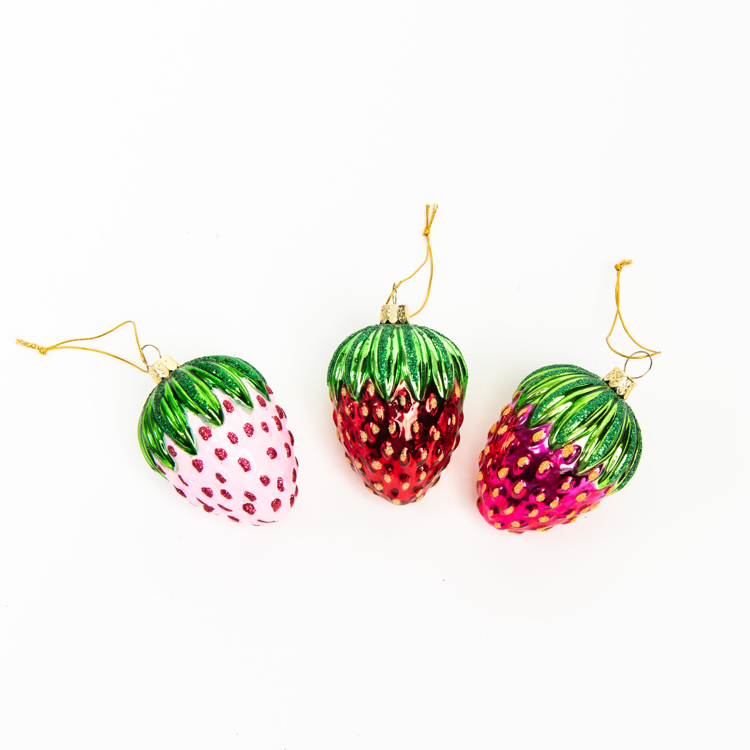 Strawberry Ornaments on a white background at Addison West