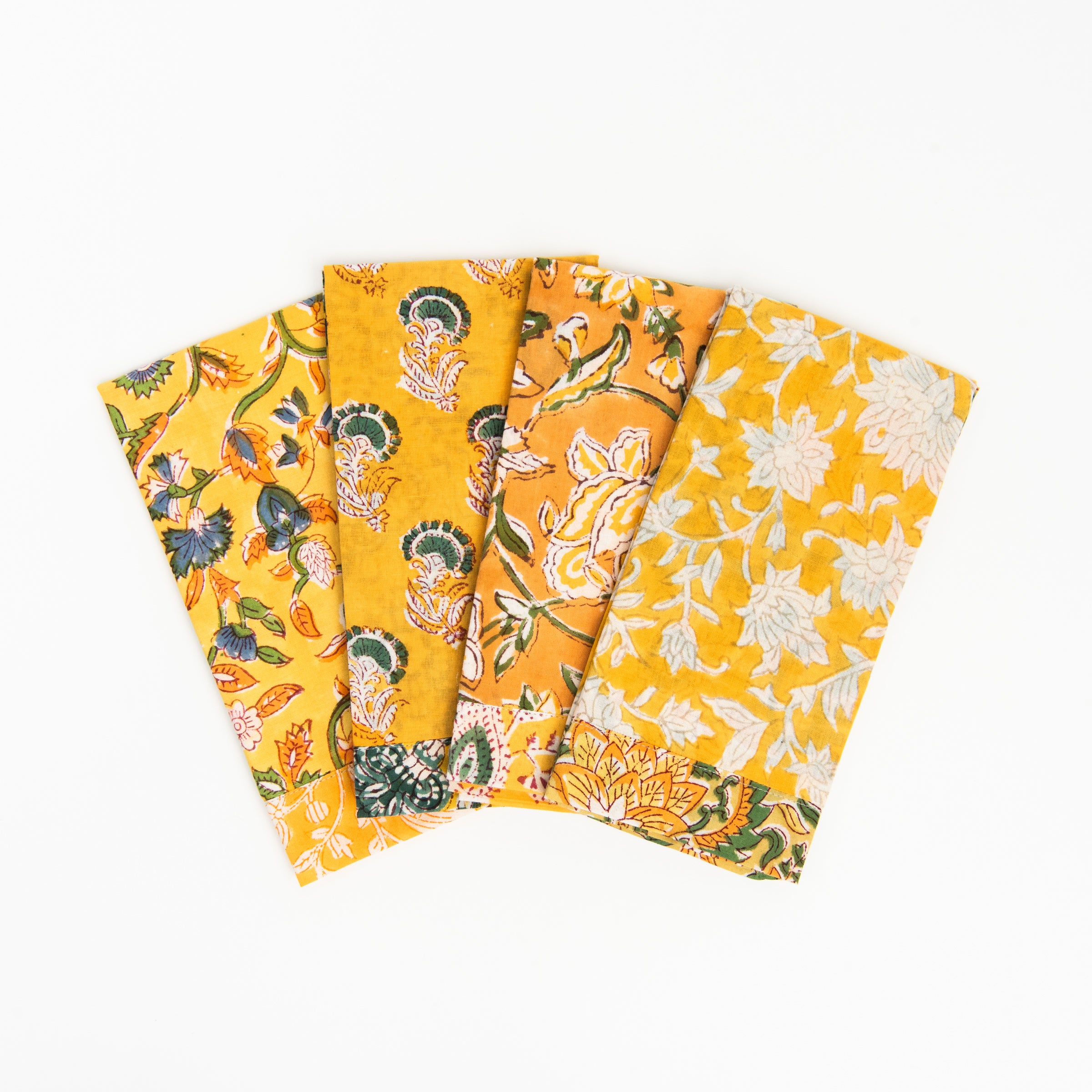 Vermont Handmade Napkins in Buttercup on a white background at Addison West