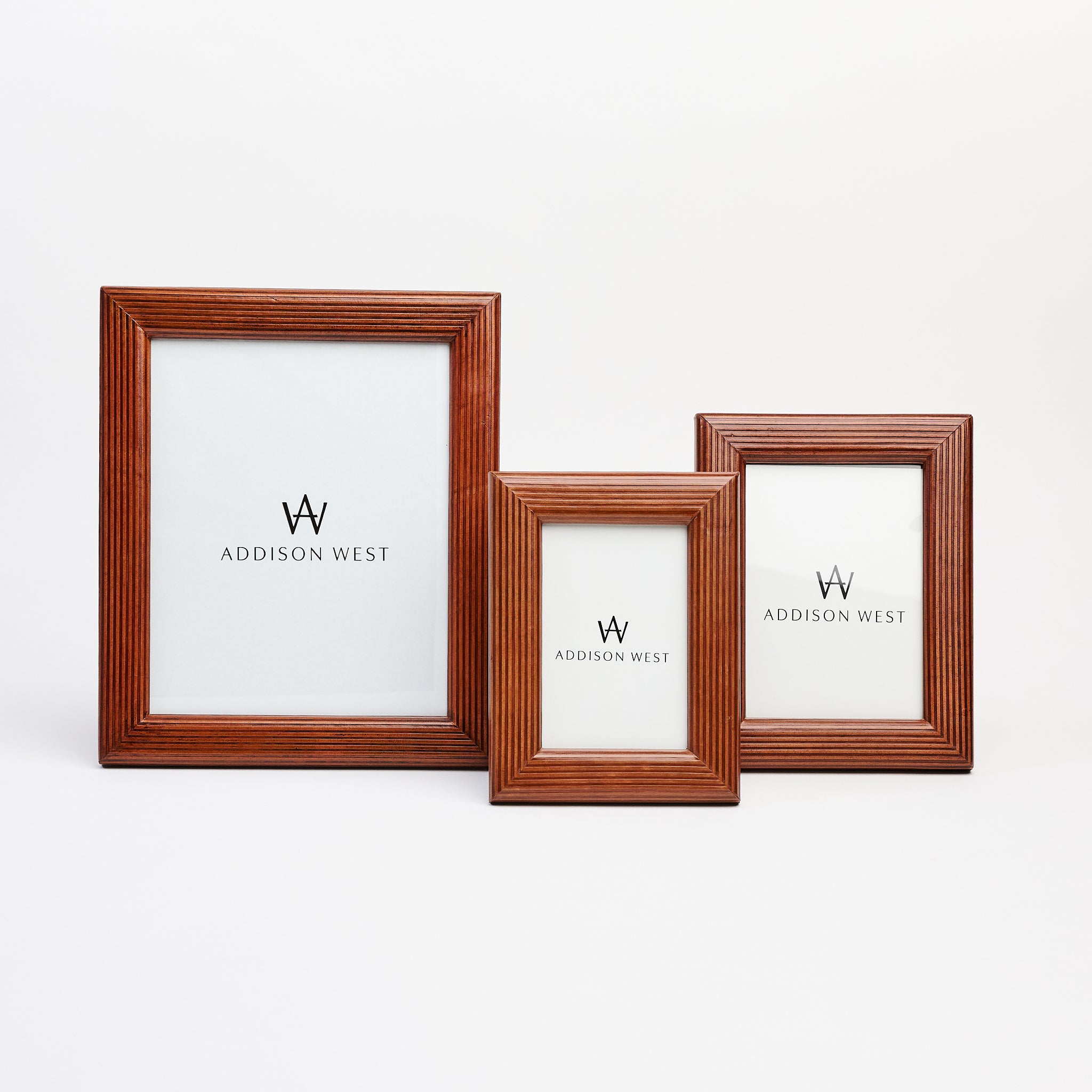 Alpenloge Leather Picture Frames on a white background at Addison West