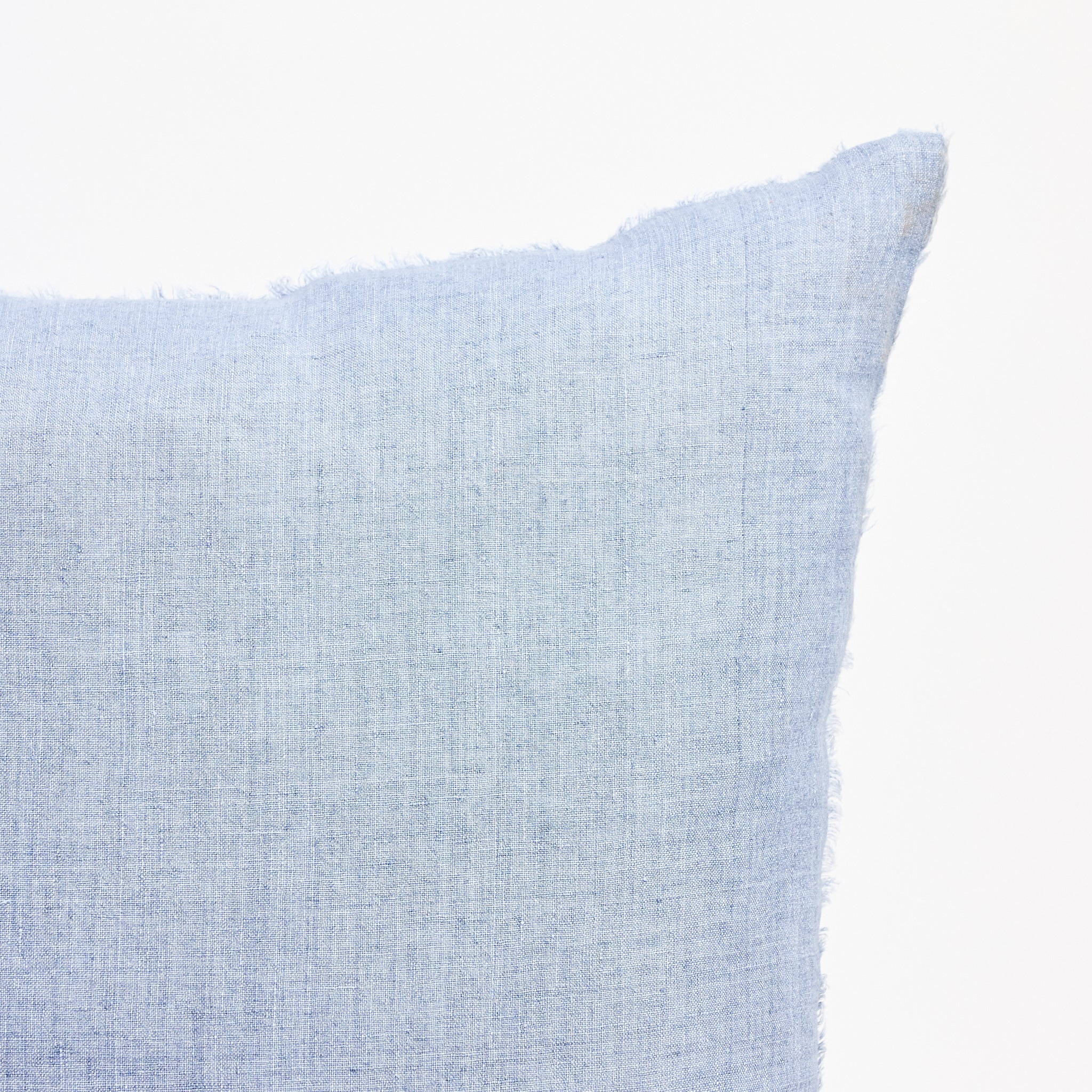 Lina Linen 20" Square Pillow in Arctic Blue on a white background at Addison West