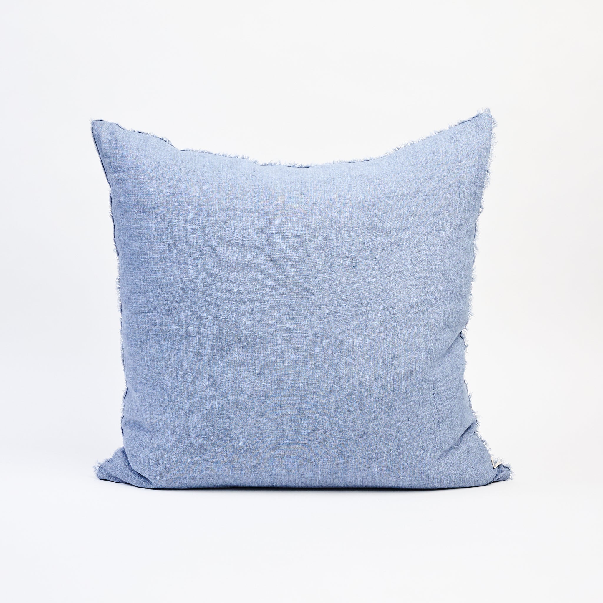 Lina Linen 20" Square Pillow in Arctic Blue on a white background at Addison West