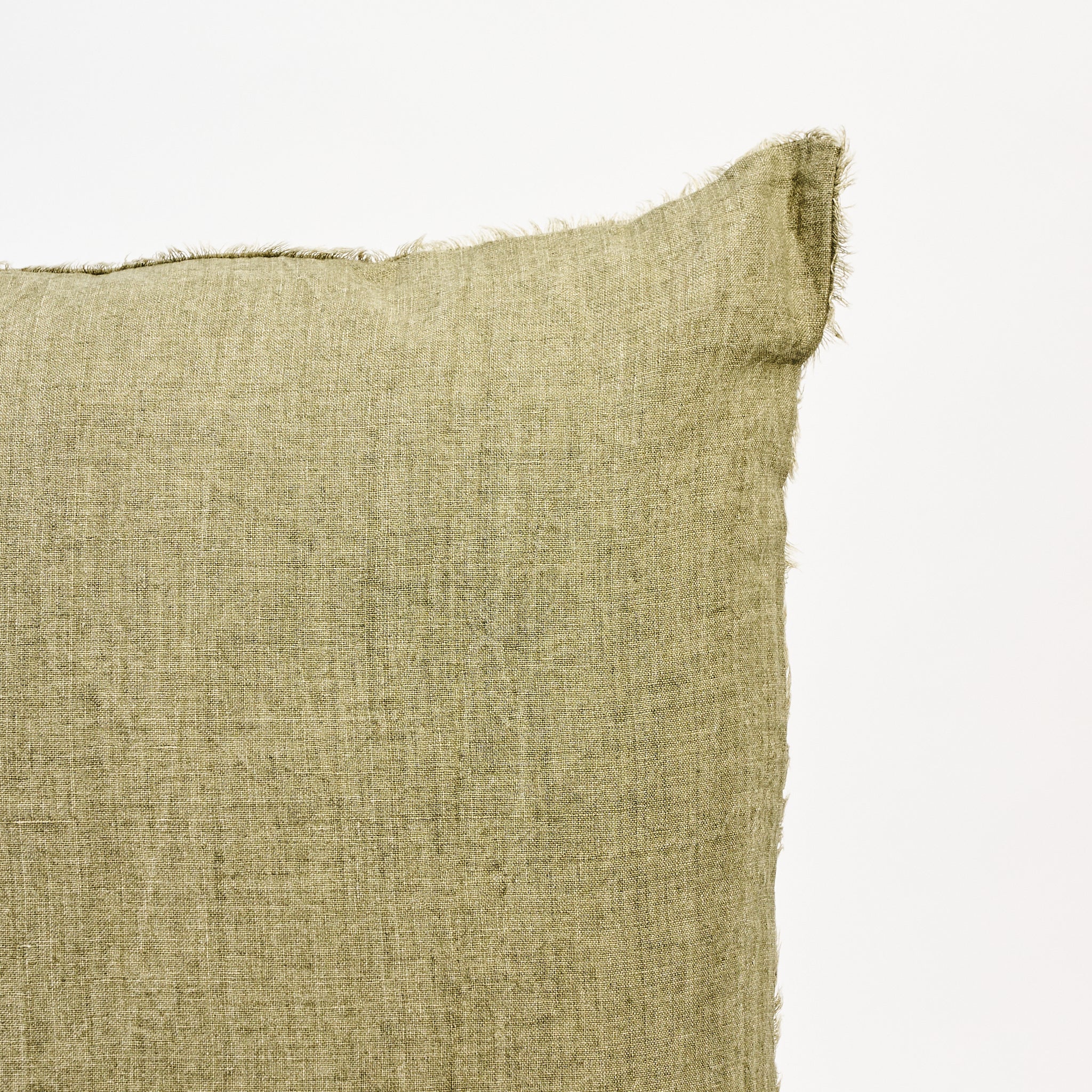 Lina Linen 24" Square Pillow in Kelp on a white background at Addison West