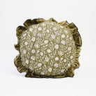 Vine Block Print Pillow with Ruffled Edge on a white background at Addison West