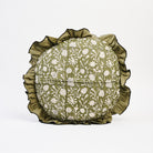 Vine Block Print Pillow with Ruffled Edge on a white background at Addison West