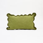 Velvet Scallop Lumbar Pillow in Moss on a white background at Addison West