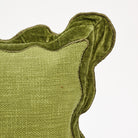 Velvet Scallop Lumbar Pillow in Moss on a white background at Addison West