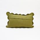 Velvet Scallop Lumbar Pillow in Moss on a white background at Addison West