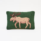 Moose Hand Hooked Pillow on a white background at Addison West