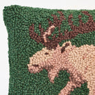 Moose Hand Hooked Pillow on a white background at Addison West