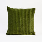 Velvet Stripe 20" Pillow in Moss on a white background at Addison West