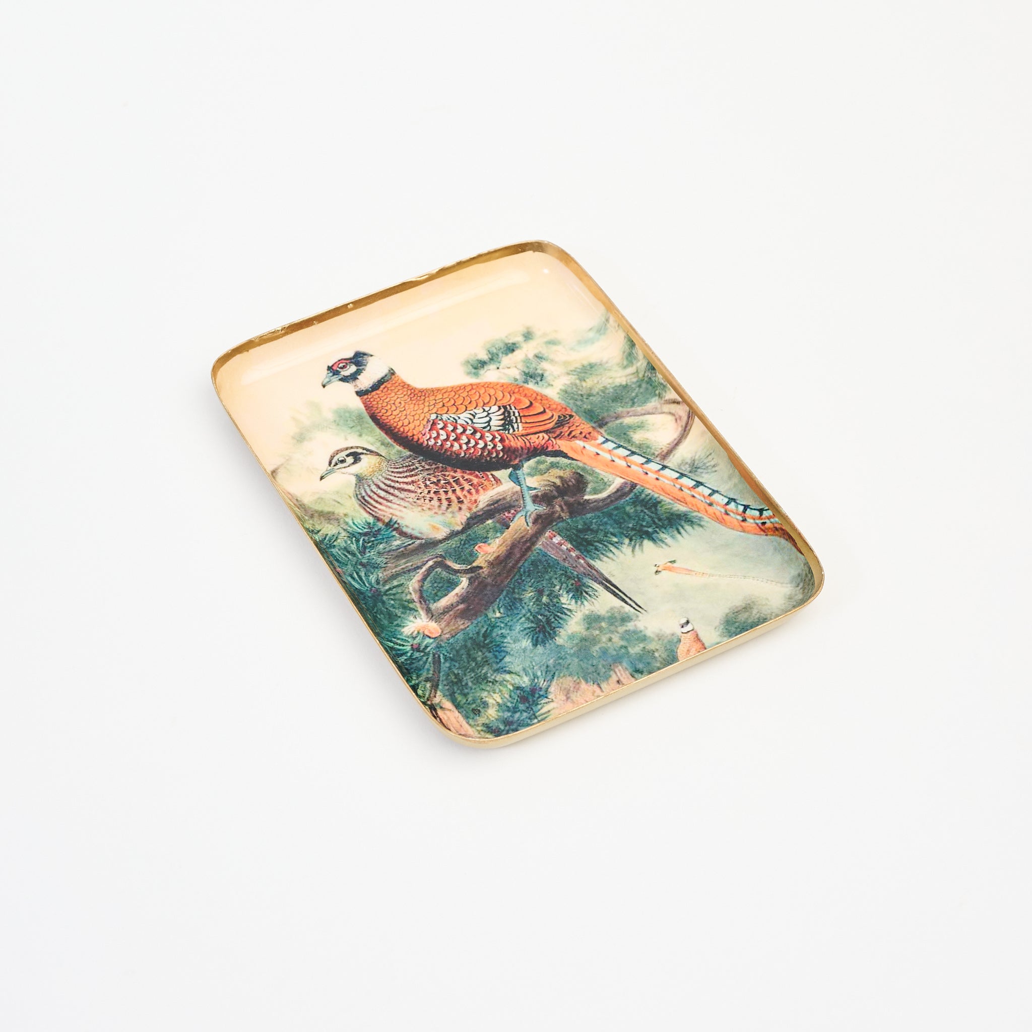 Pheasant Pair Trinket Tray on a white background at Addison West