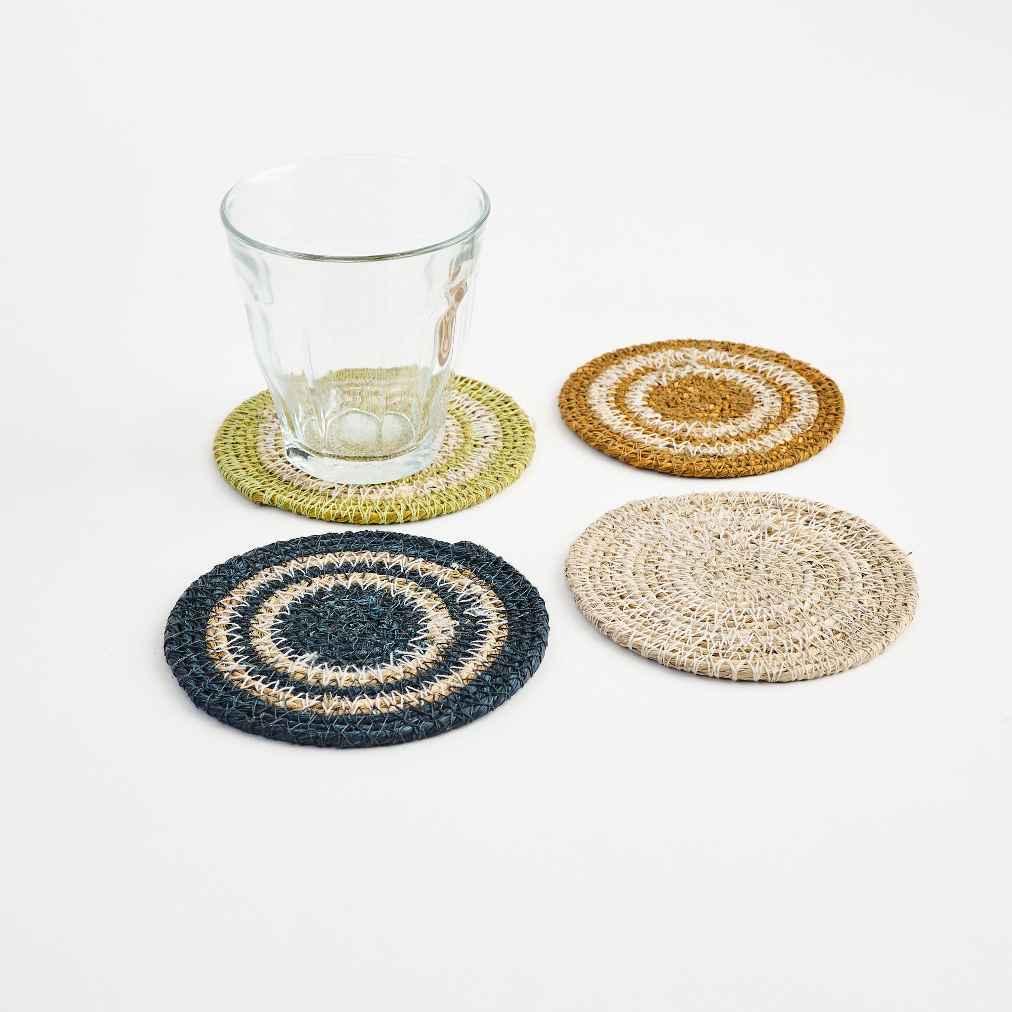 Woven Seagrass Coaster, Set of 4 on a white background at Addison West