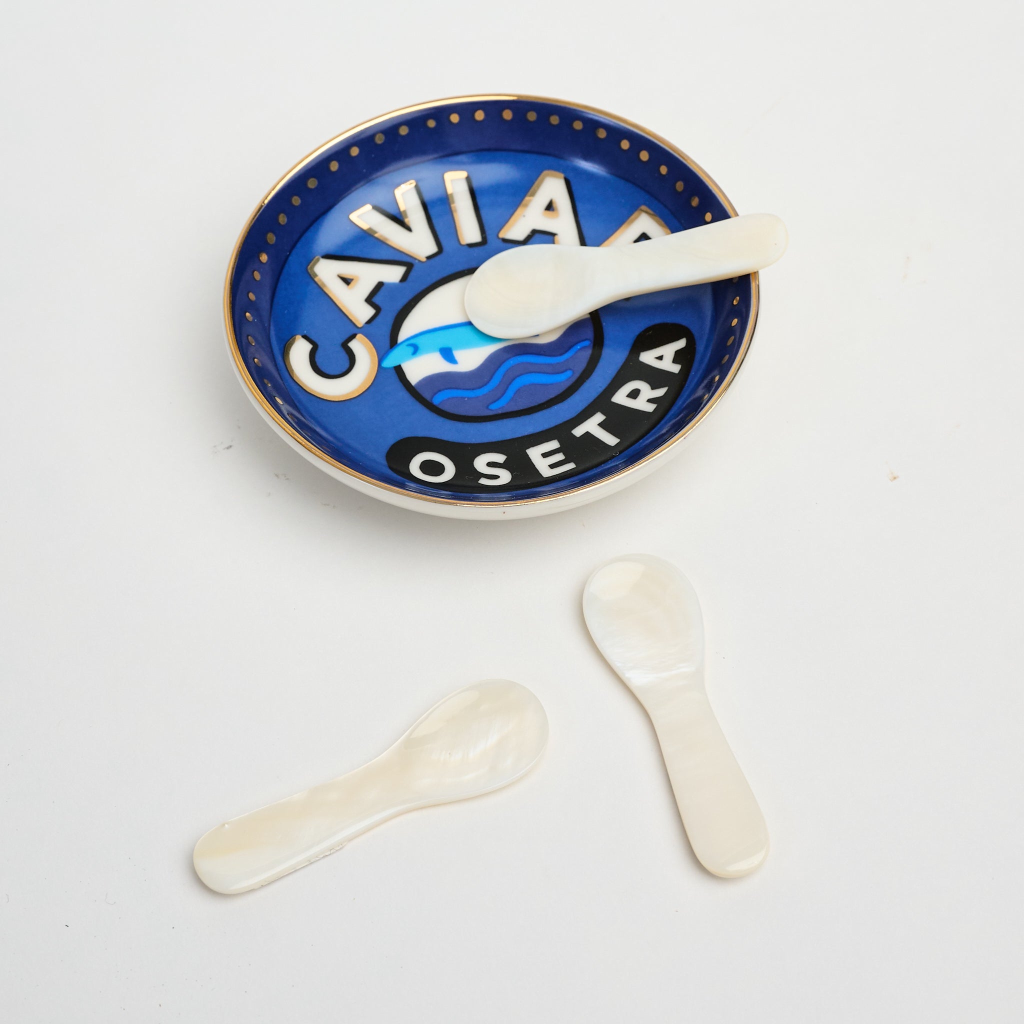 Mini Mother of Pearl Spoon on a white background at Addison West
