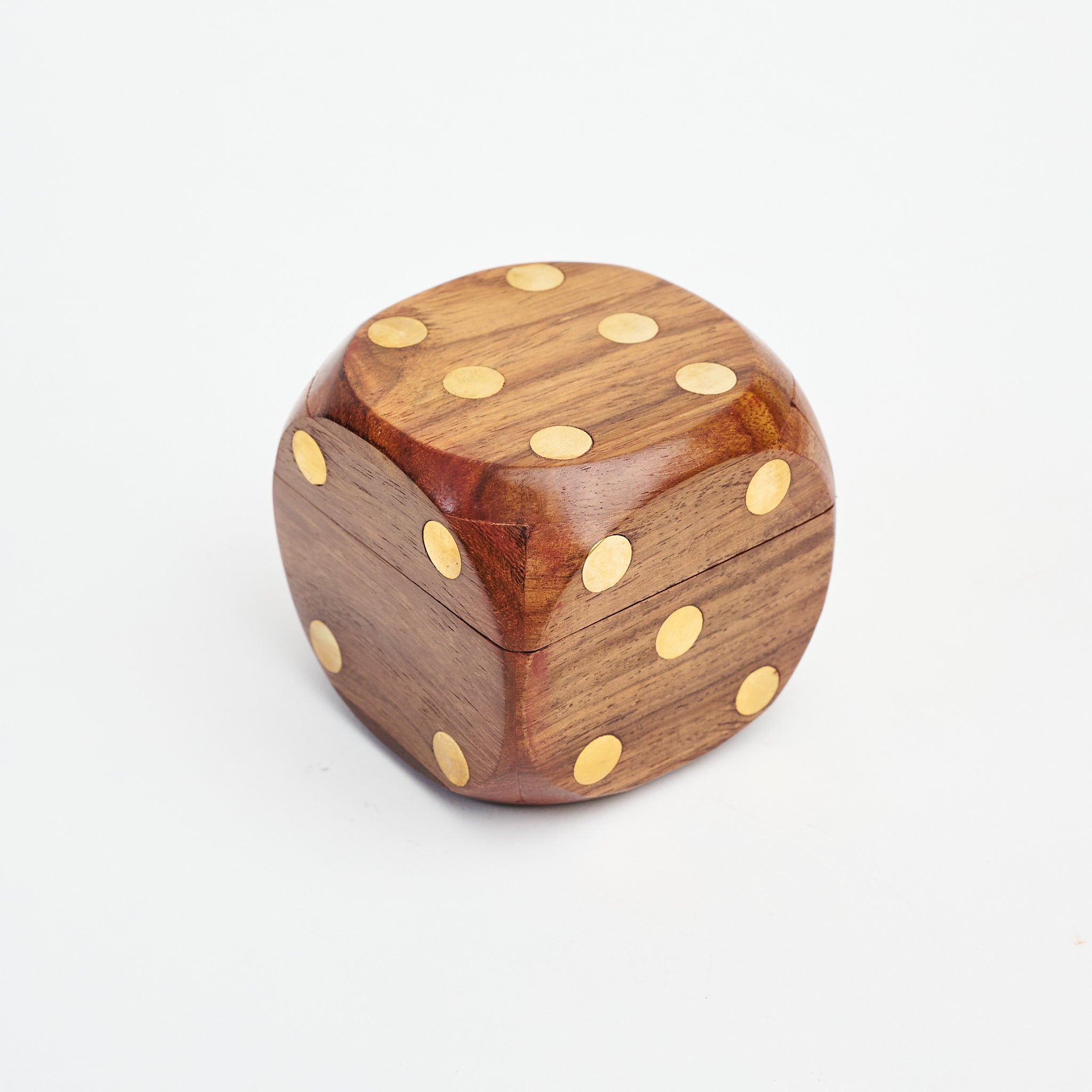Wood Dice Box with 6 Dice on a white background at Addison West