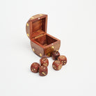 Wood Dice Box with 6 Dice on a white background at Addison West