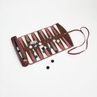 Leather Travel Backgammon Set on a white background at Addison West