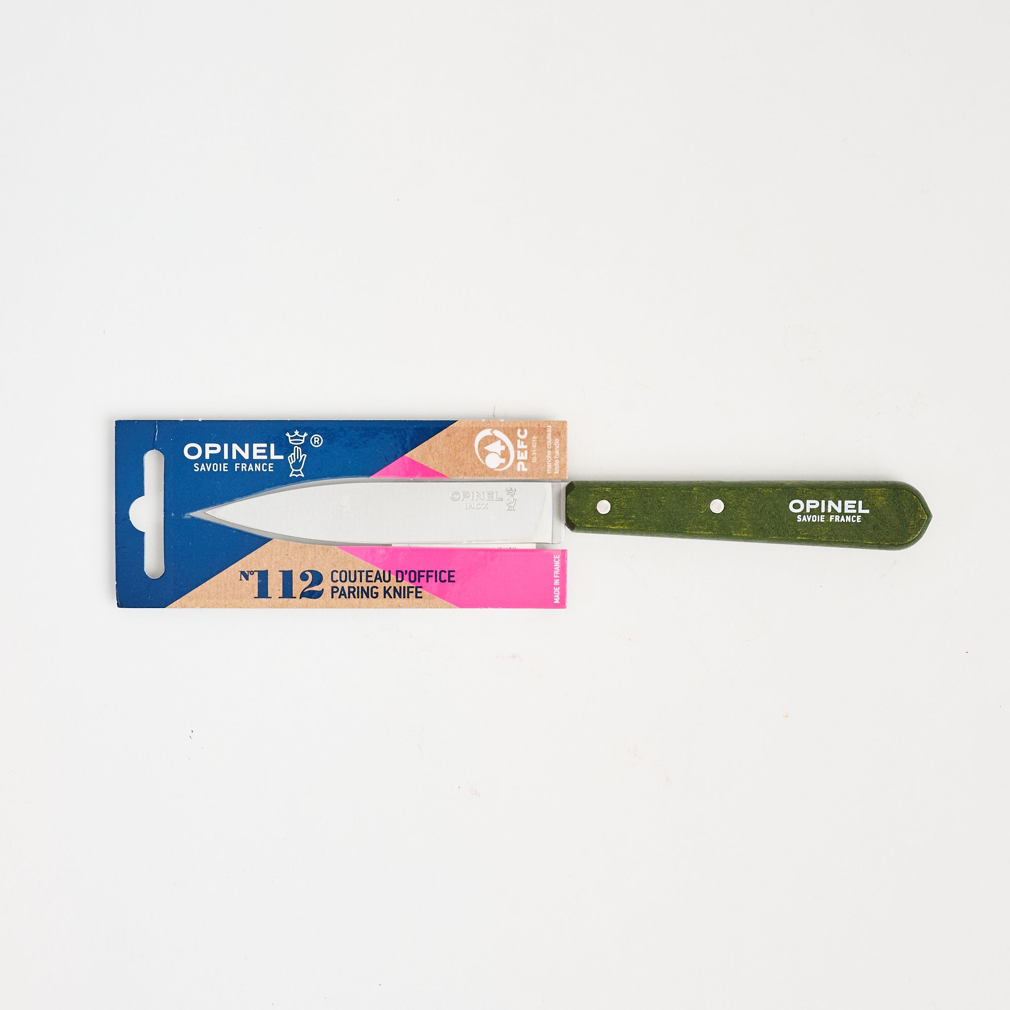 Opinel No.112 Paring Knife in Dark Green on a white background at Addison West