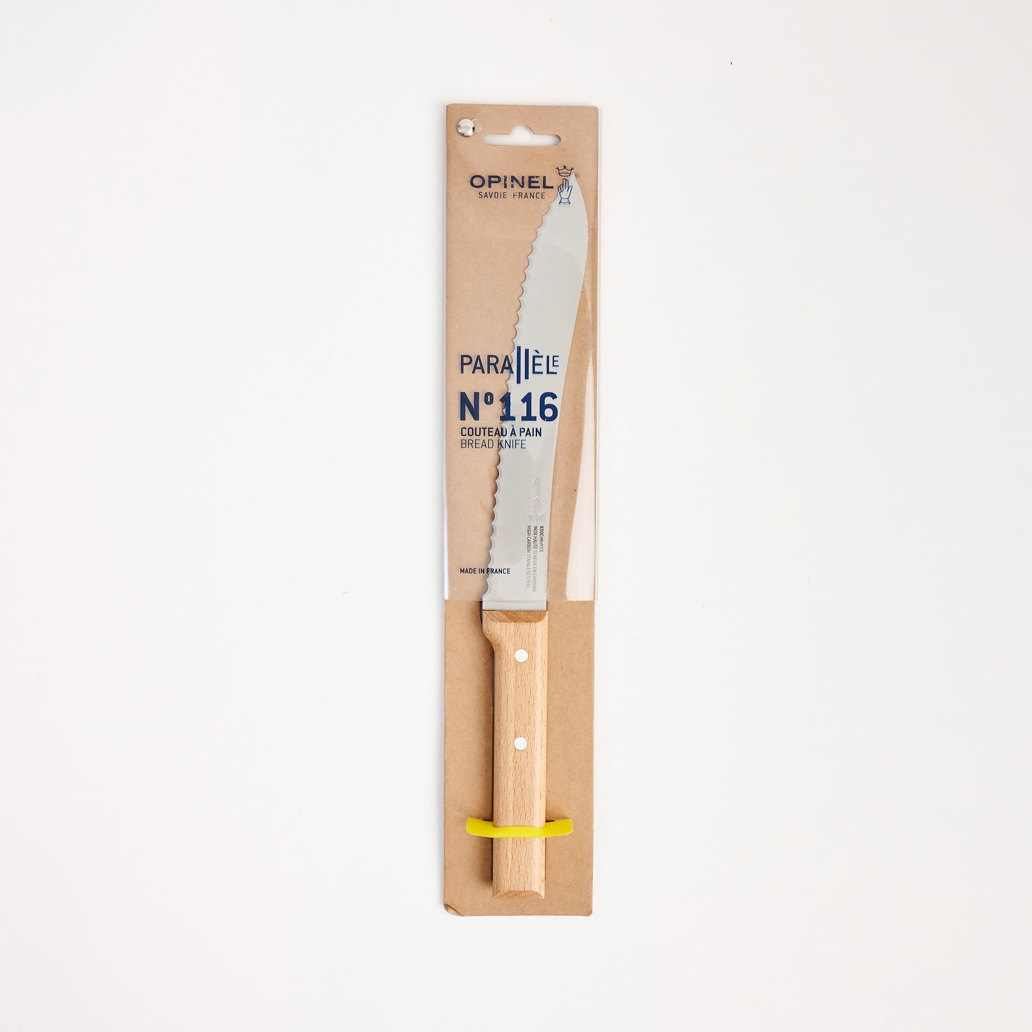 Opinel Parallele Serrated 8" Bread Knife on a white background at Addison West