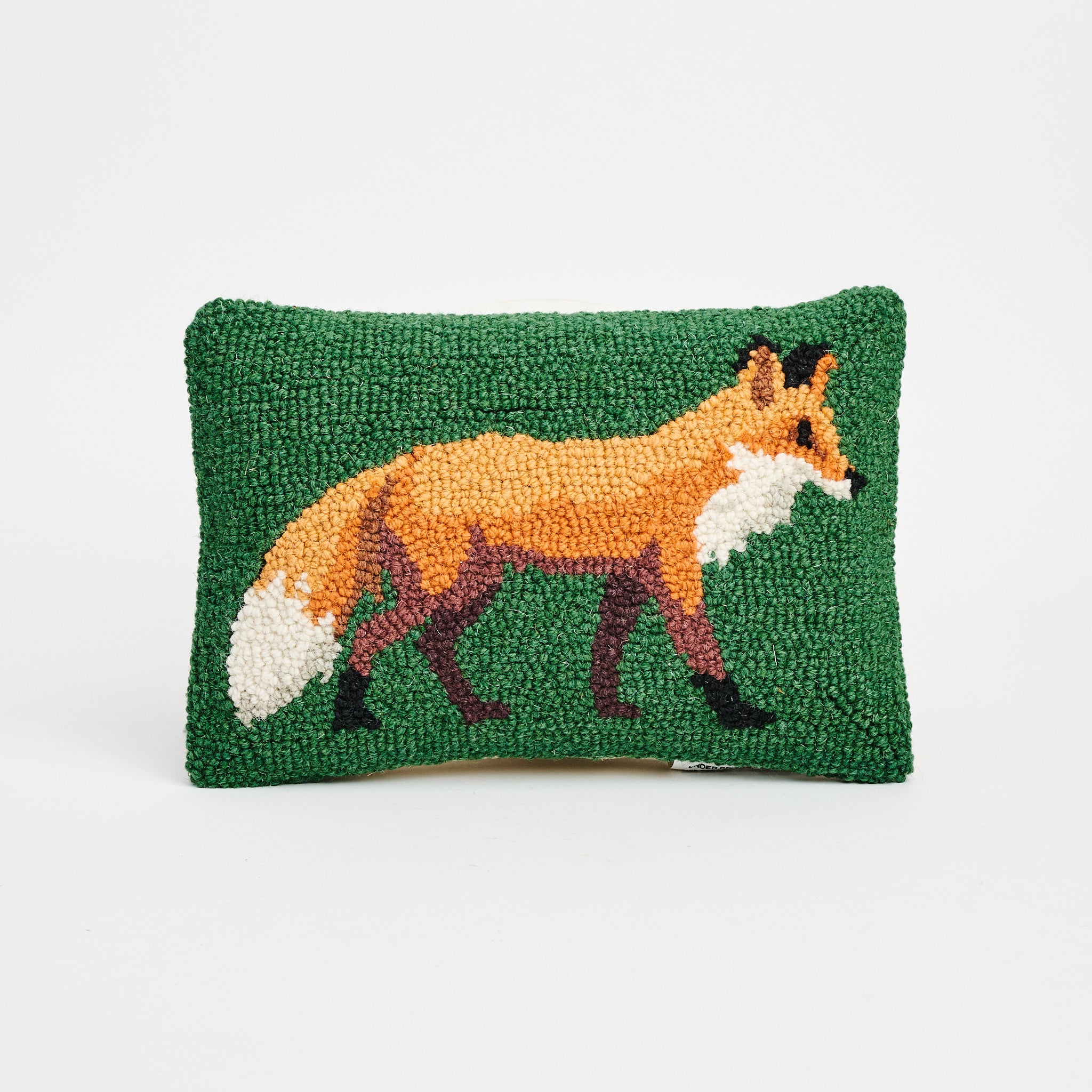 Fox Hand Hooked Pillow on a white background at Addison West
