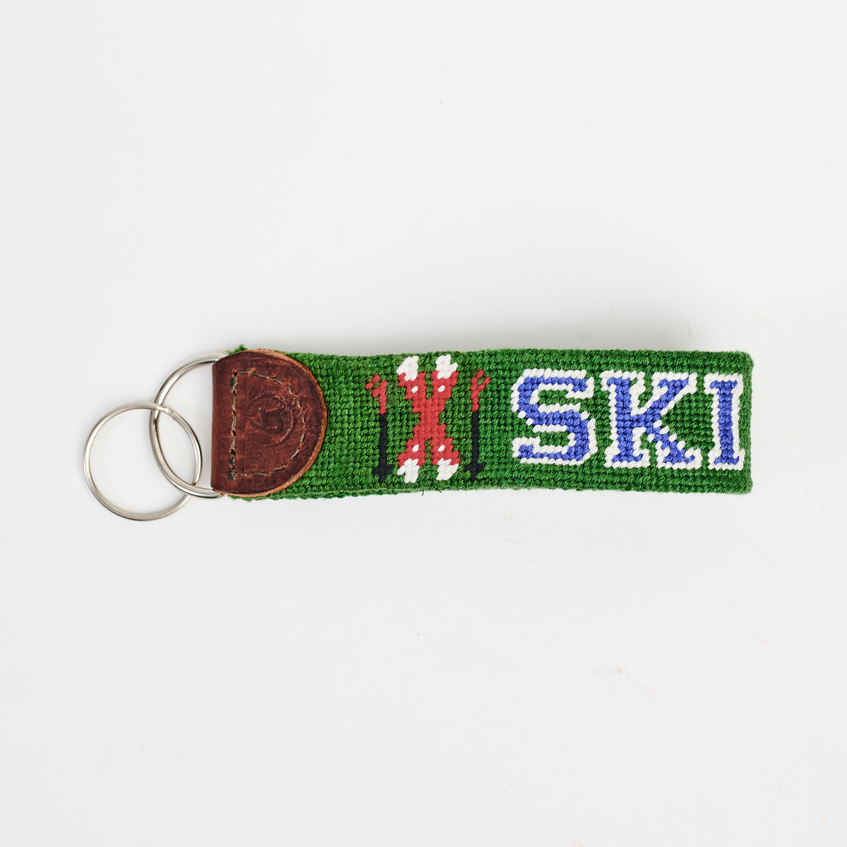 Ski Needlepoint Keychain on a white background at Addison West