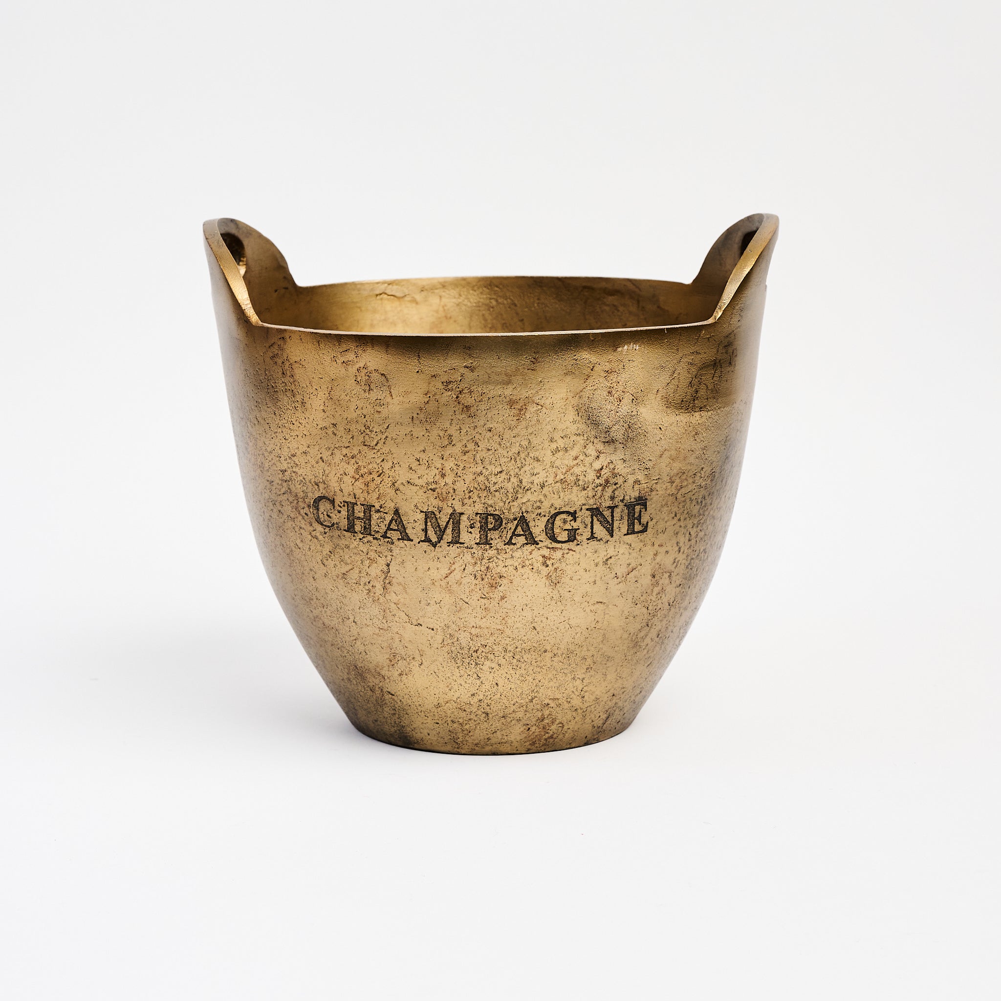 Brass Champagne Ice Bucket on a white background at Addison West