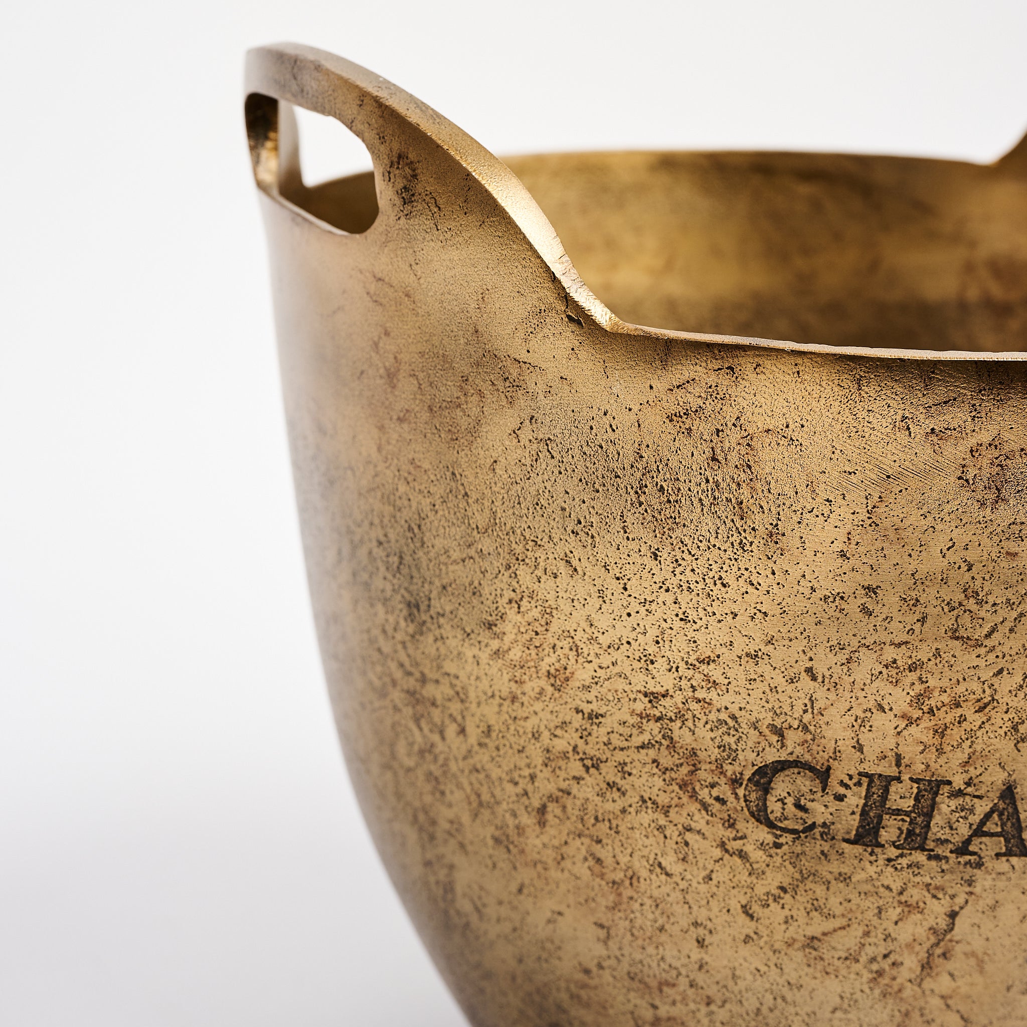 Brass Champagne Ice Bucket on a white background at Addison West