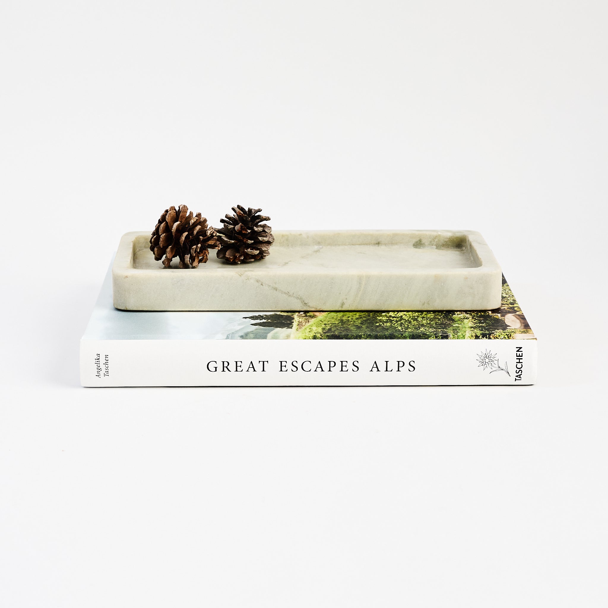 Green Melange Marble Tray on a white background at Addison West