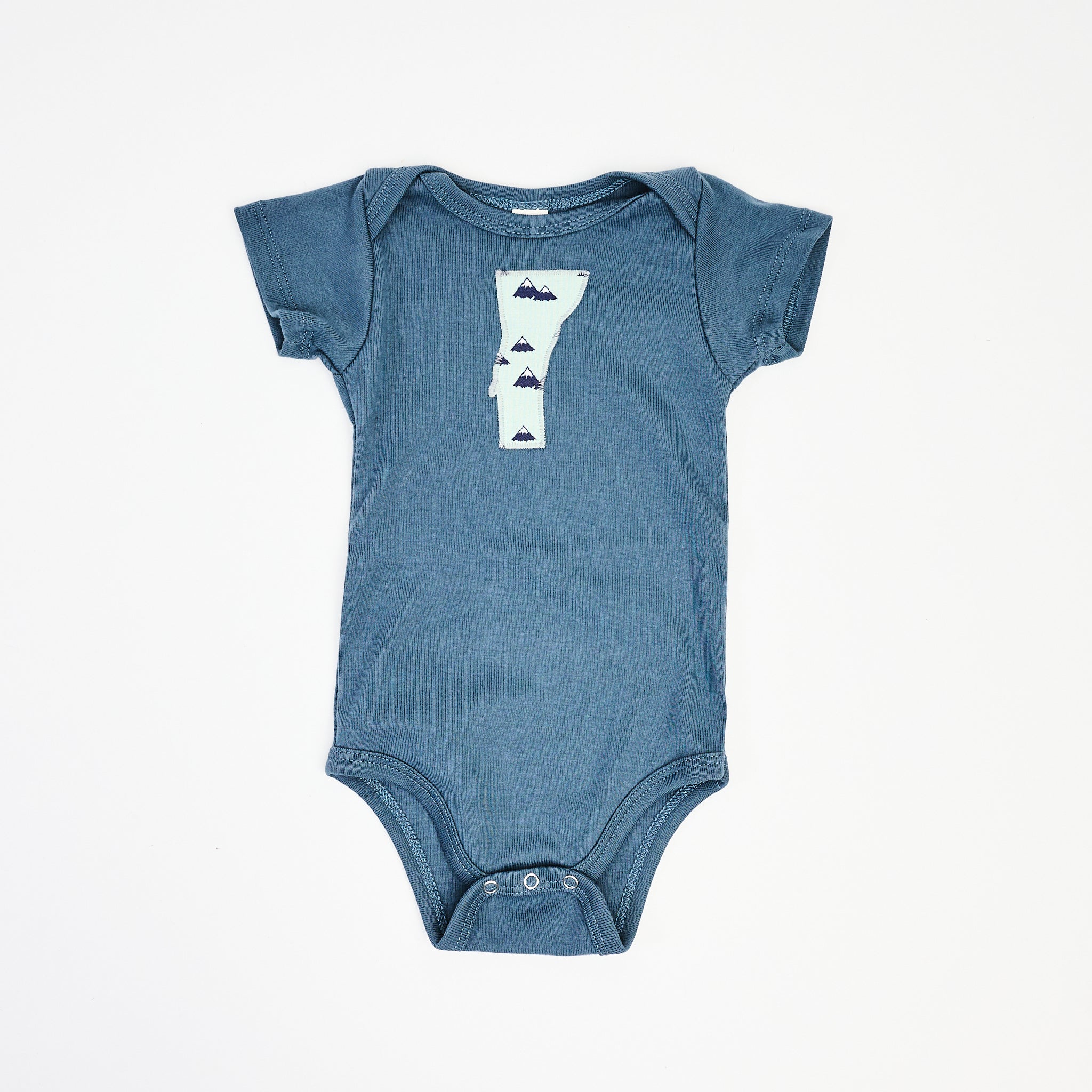 Vermont Baby Blue Bodysuit in Blue Mountains on a white background at Addison West