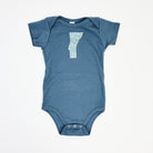 Vermont Baby Blue Bodysuit in Camp on a white background at Addison West