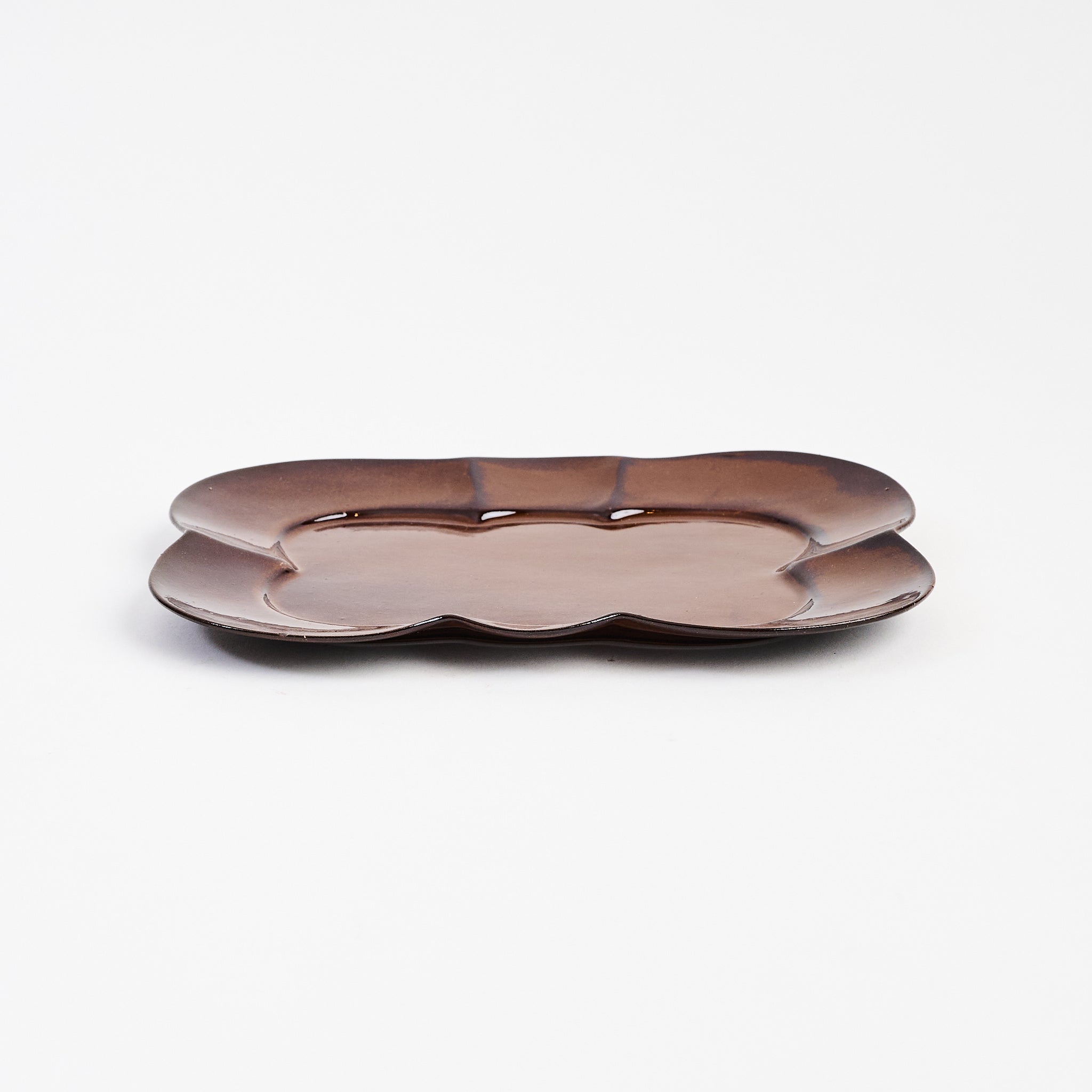 Stoneware Scalloped Rectangular Plate on a white background at Addison West