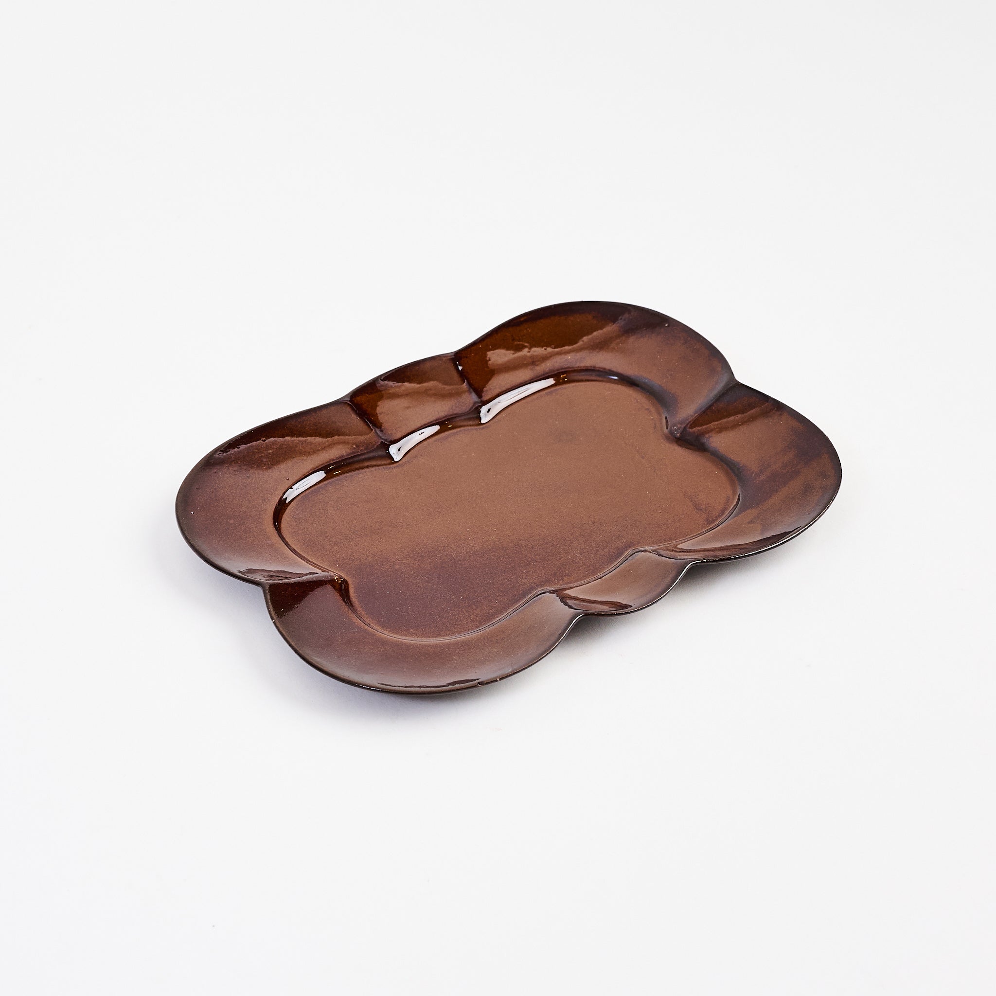 Stoneware Scalloped Rectangular Plate on a white background at Addison West