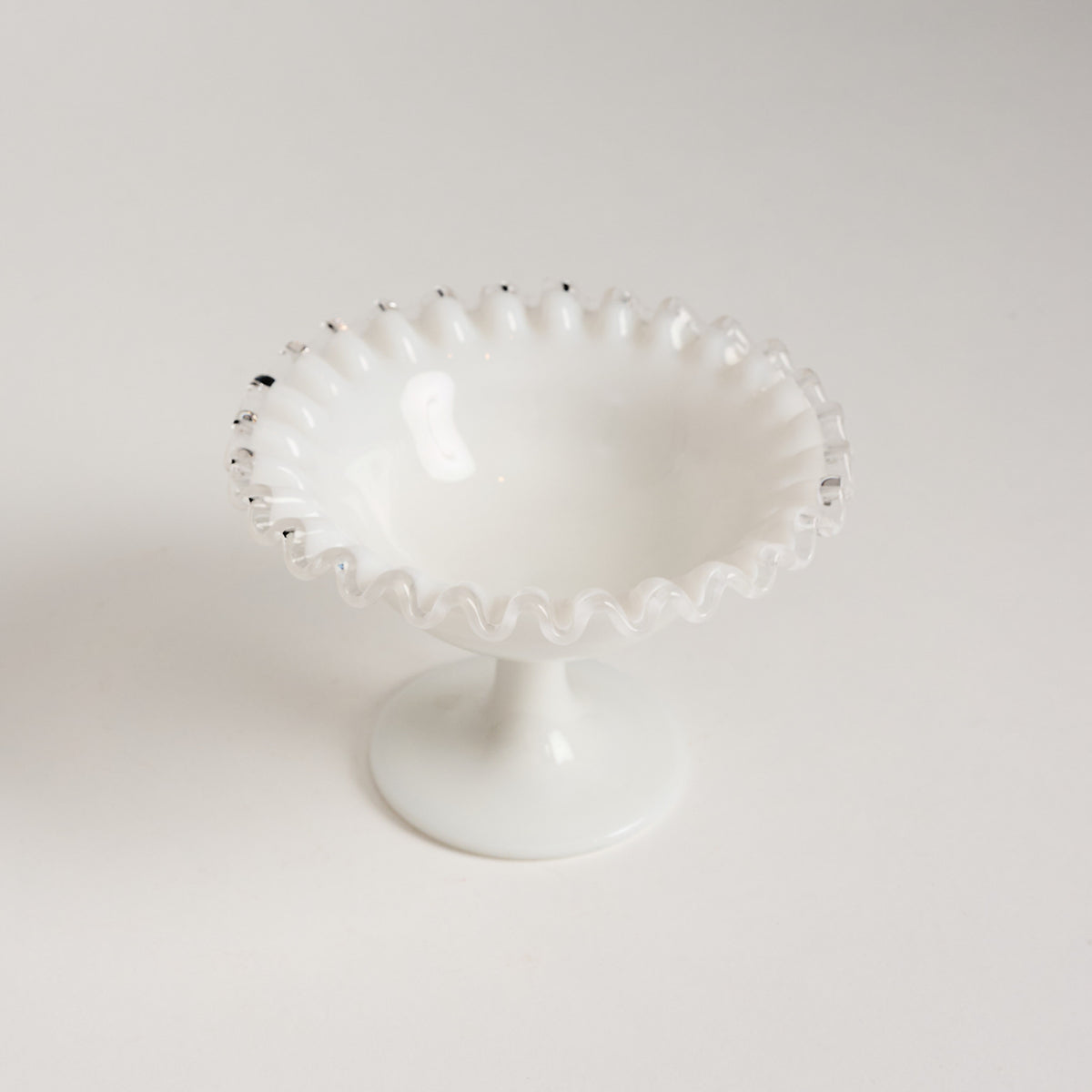 Vintage Milk Glass Compote on a white background at Addison West