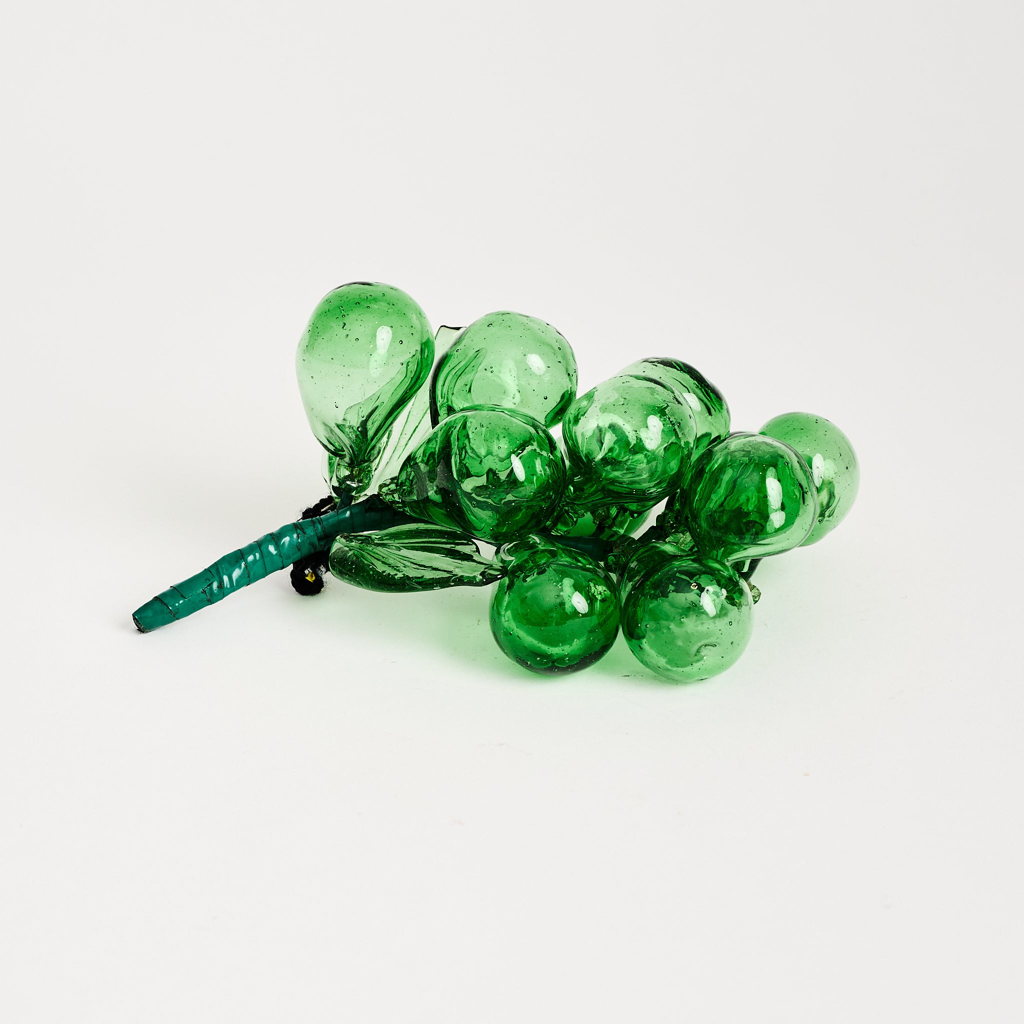 Vintage Green Glass Grapes on a white background at Addison West