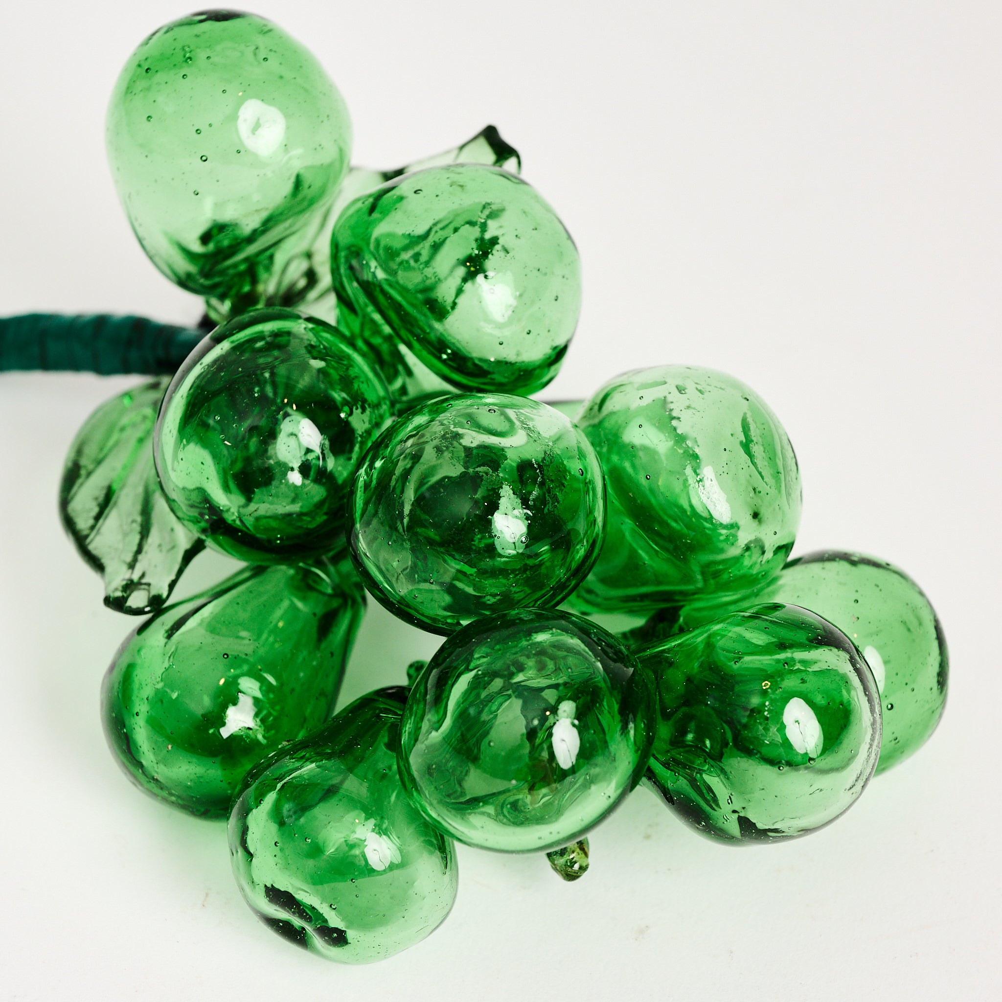 Vintage Green Glass Grapes on a white background at Addison West