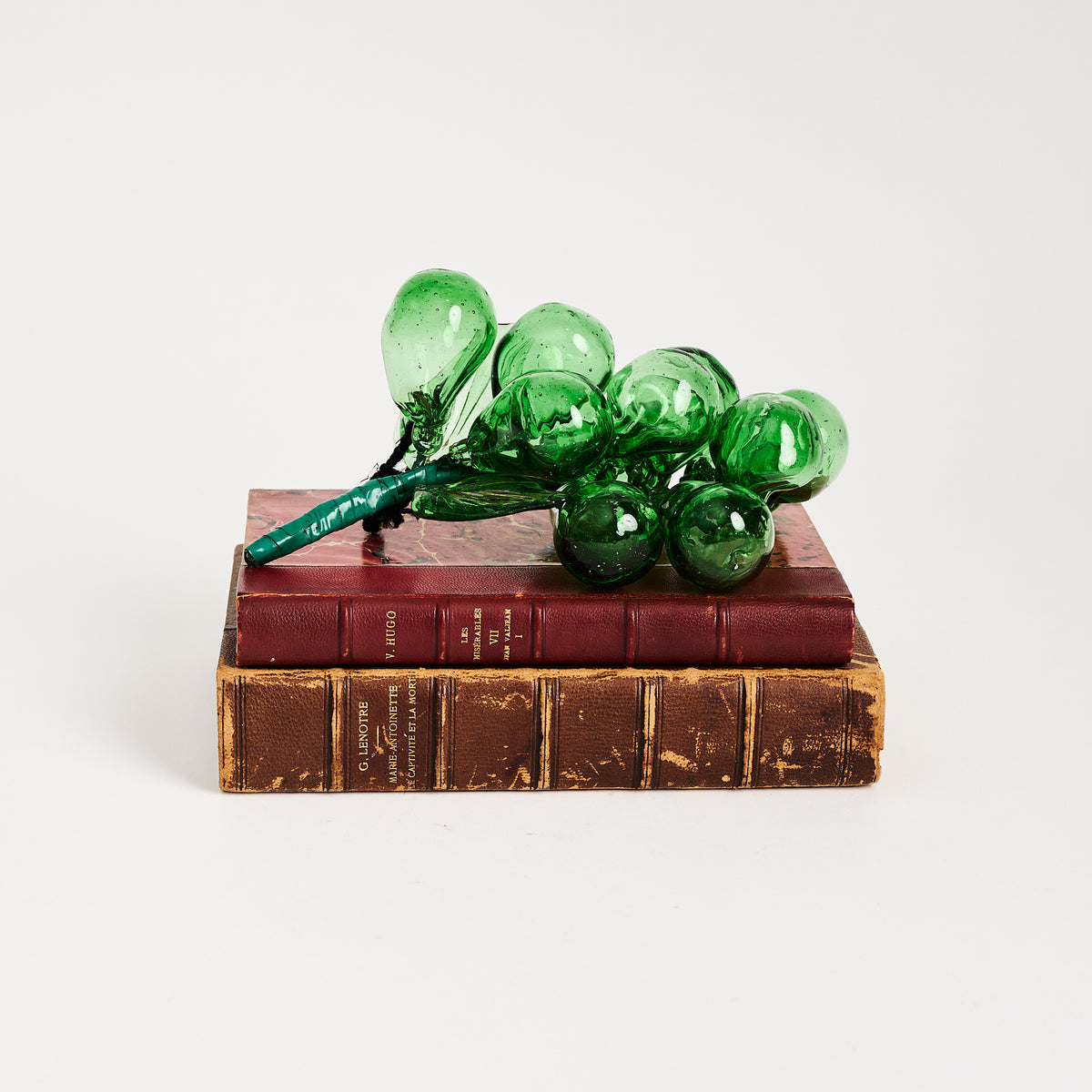 Vintage Green Glass Grapes on a white background at Addison West