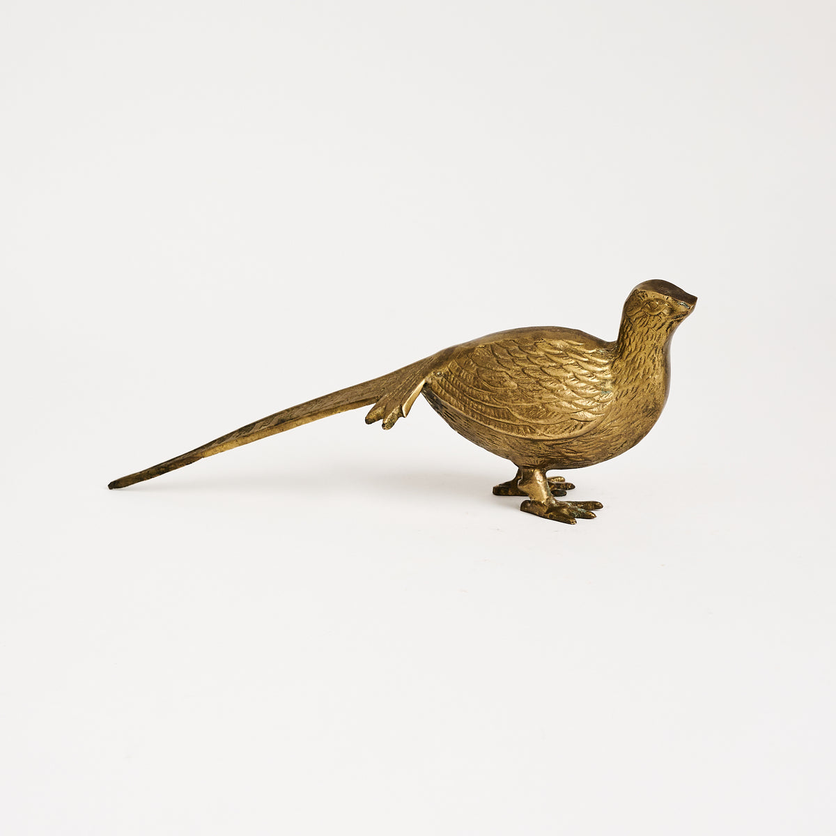 Vintage Brass Pheasant on a white background at Addison West