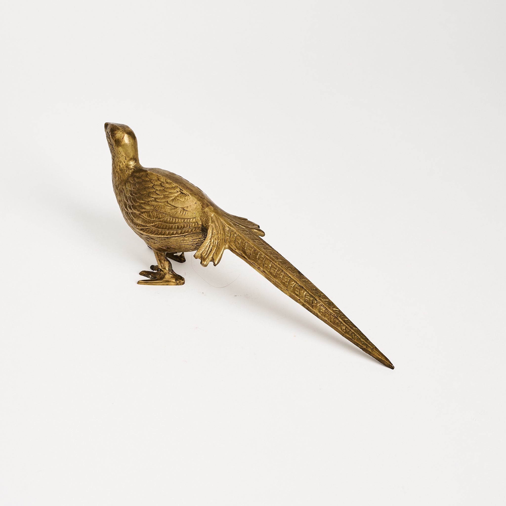 Vintage Brass Pheasant on a white background at Addison West