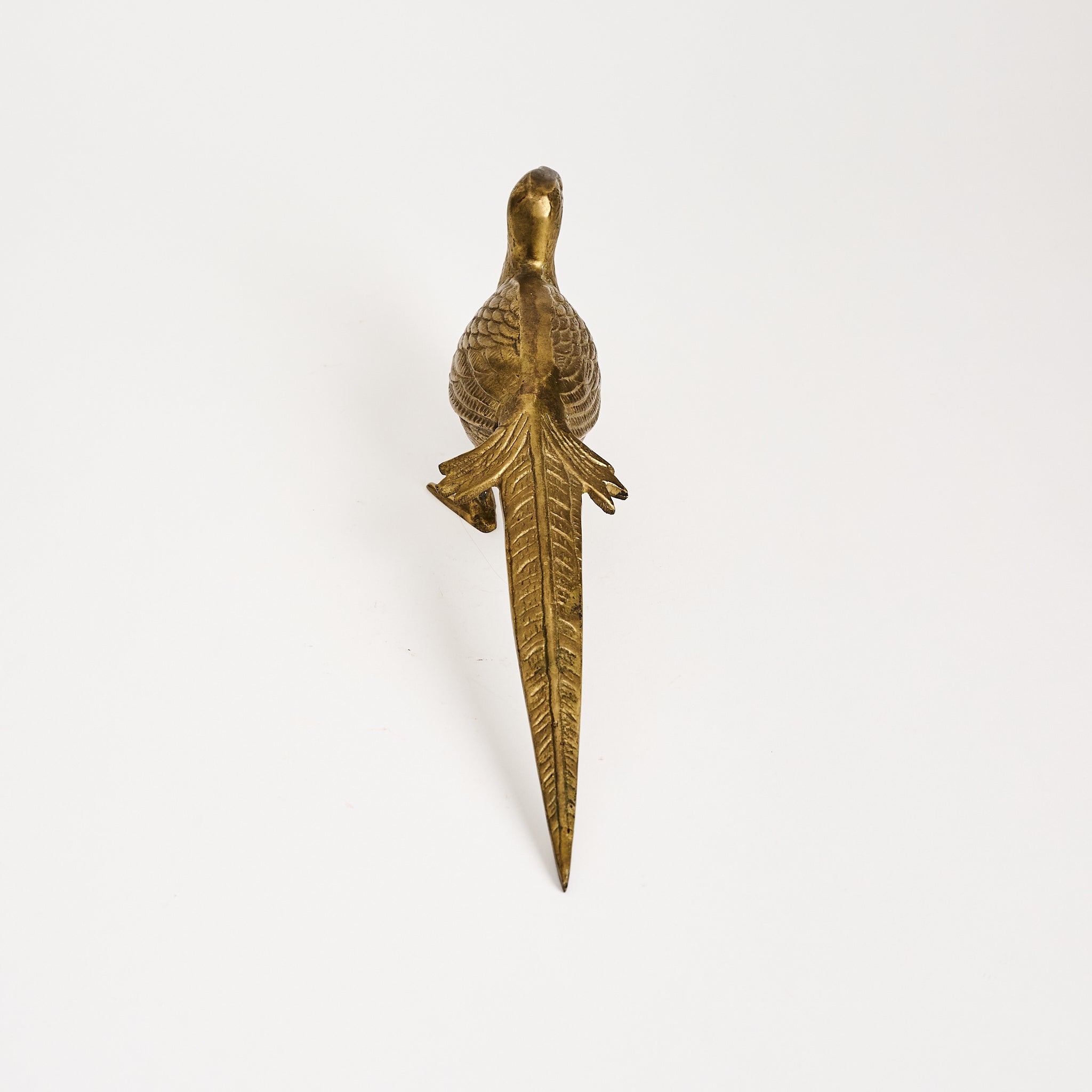 Vintage Brass Pheasant on a white background at Addison West