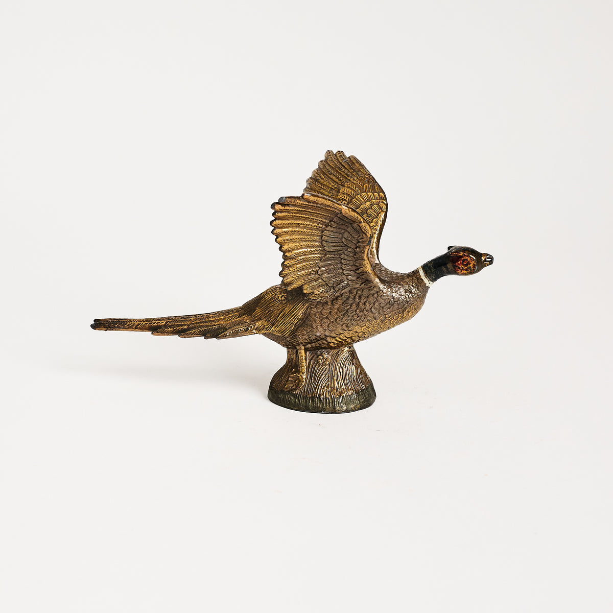 Vintage Brass Ring Necked Pheasant on a white background at Addison West