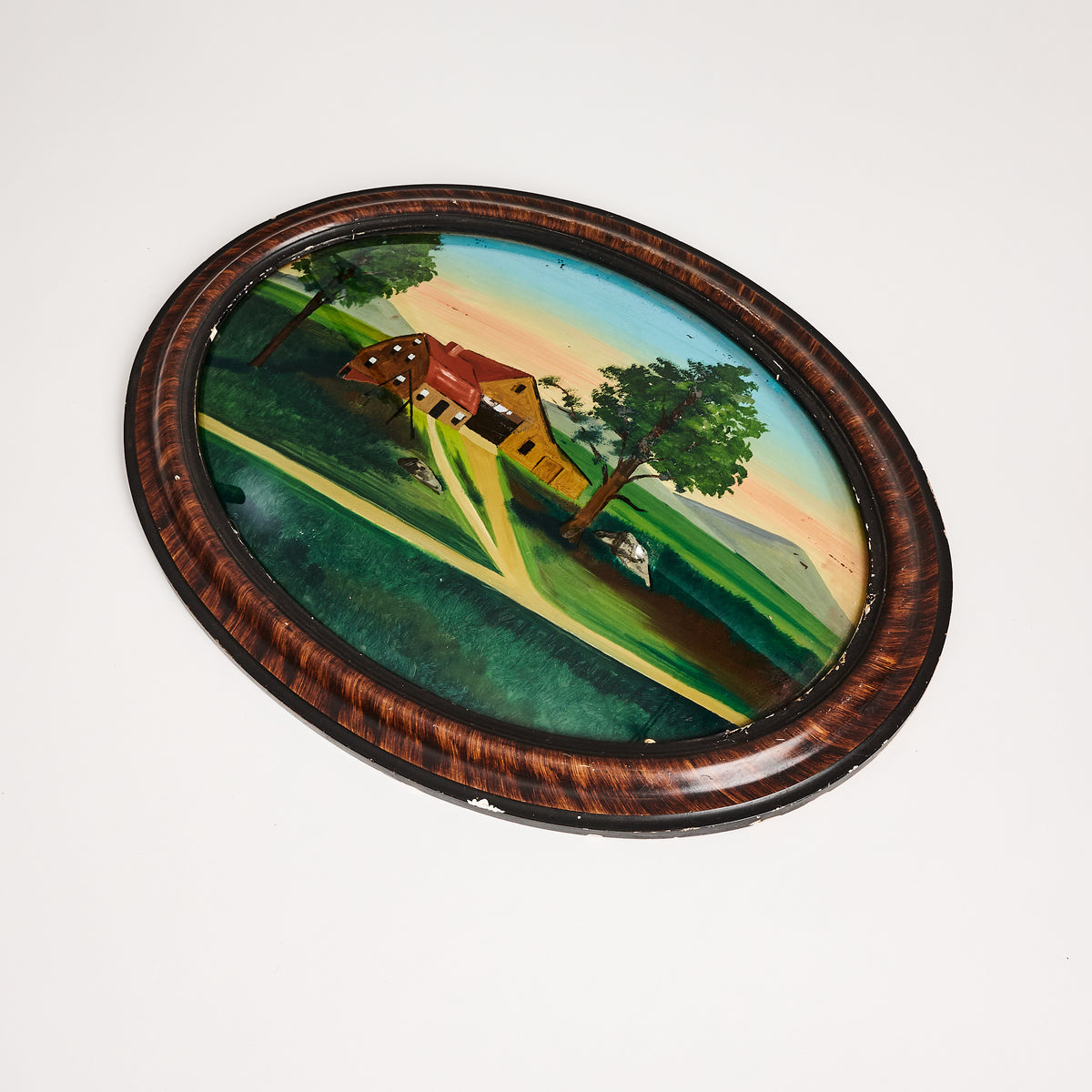 Vintage Reverse Glass Painting on a white background at Addison West