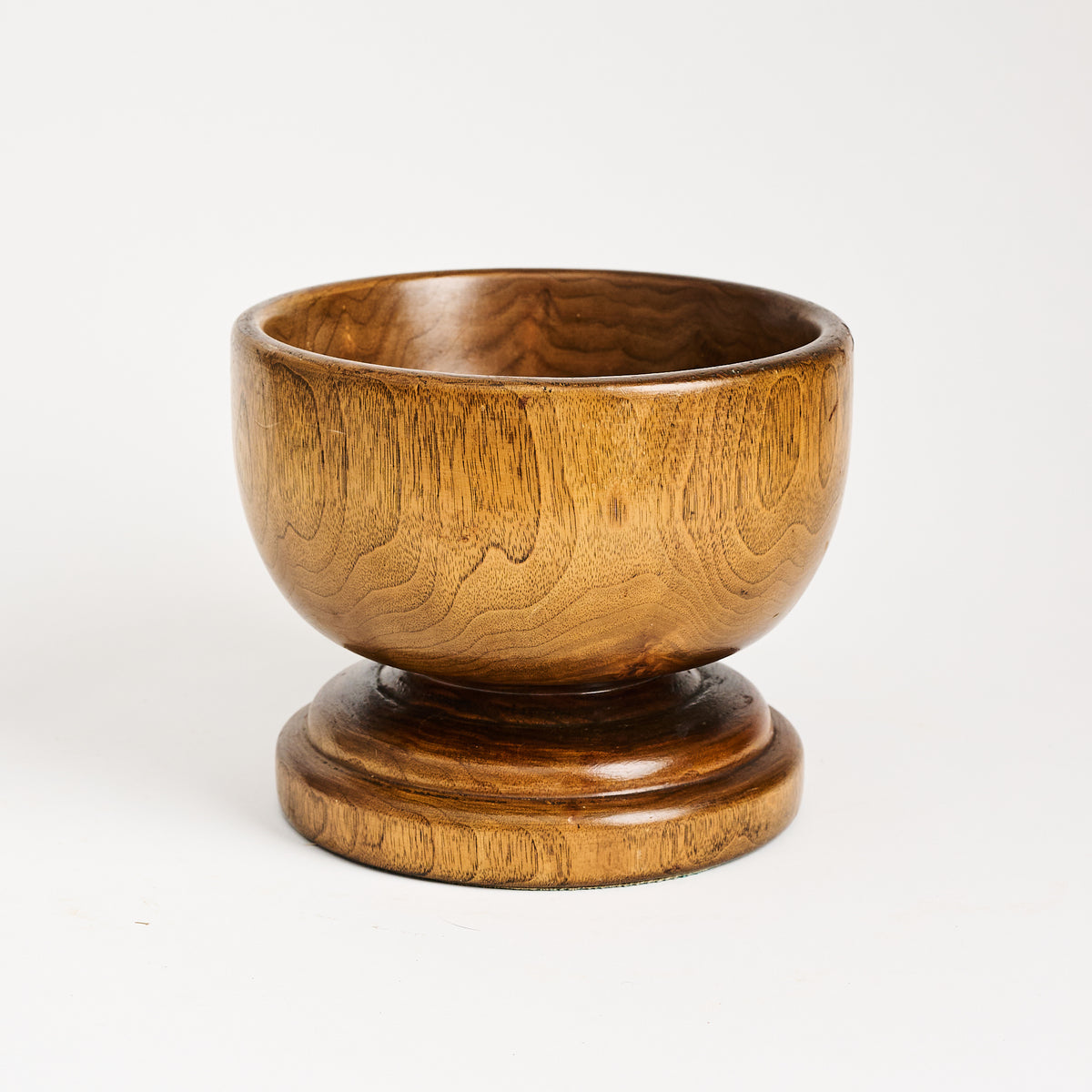 Vintage Wood Footed Bowl on a white background at Addison West