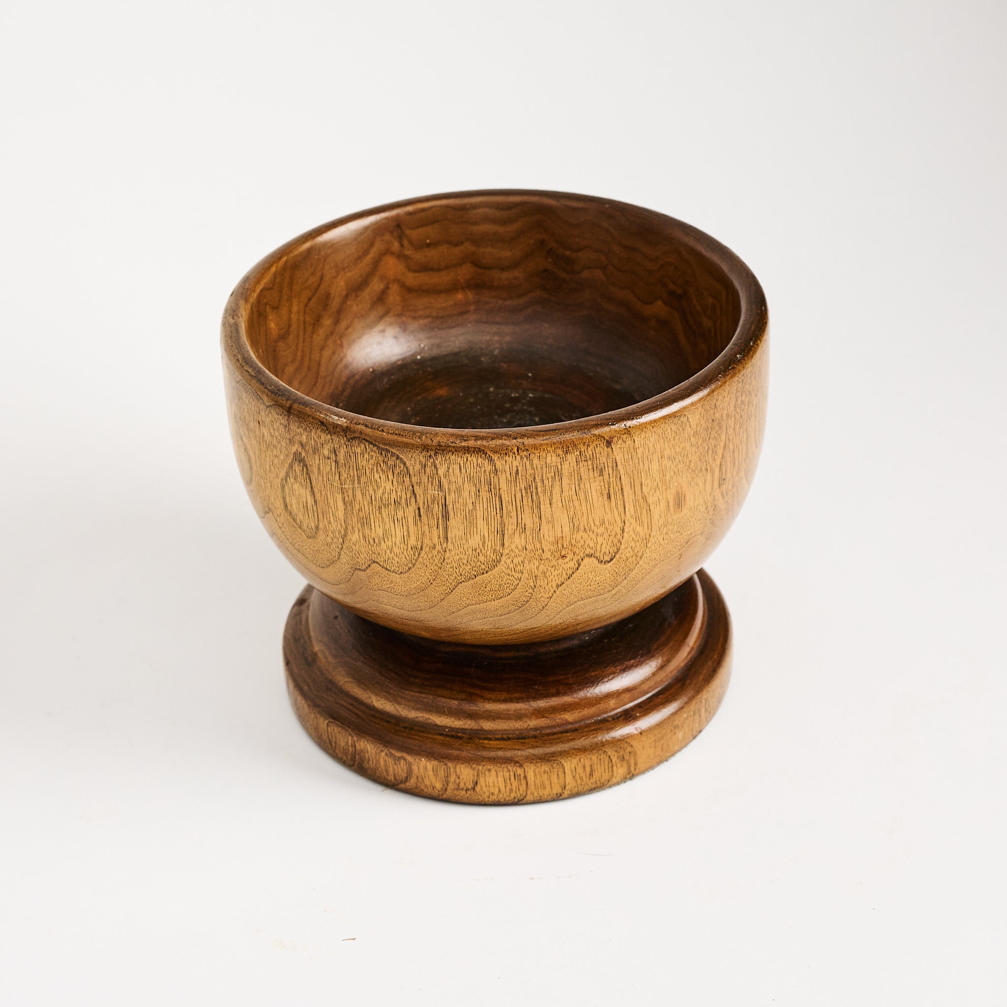 Vintage Wood Footed Bowl on a white background at Addison West